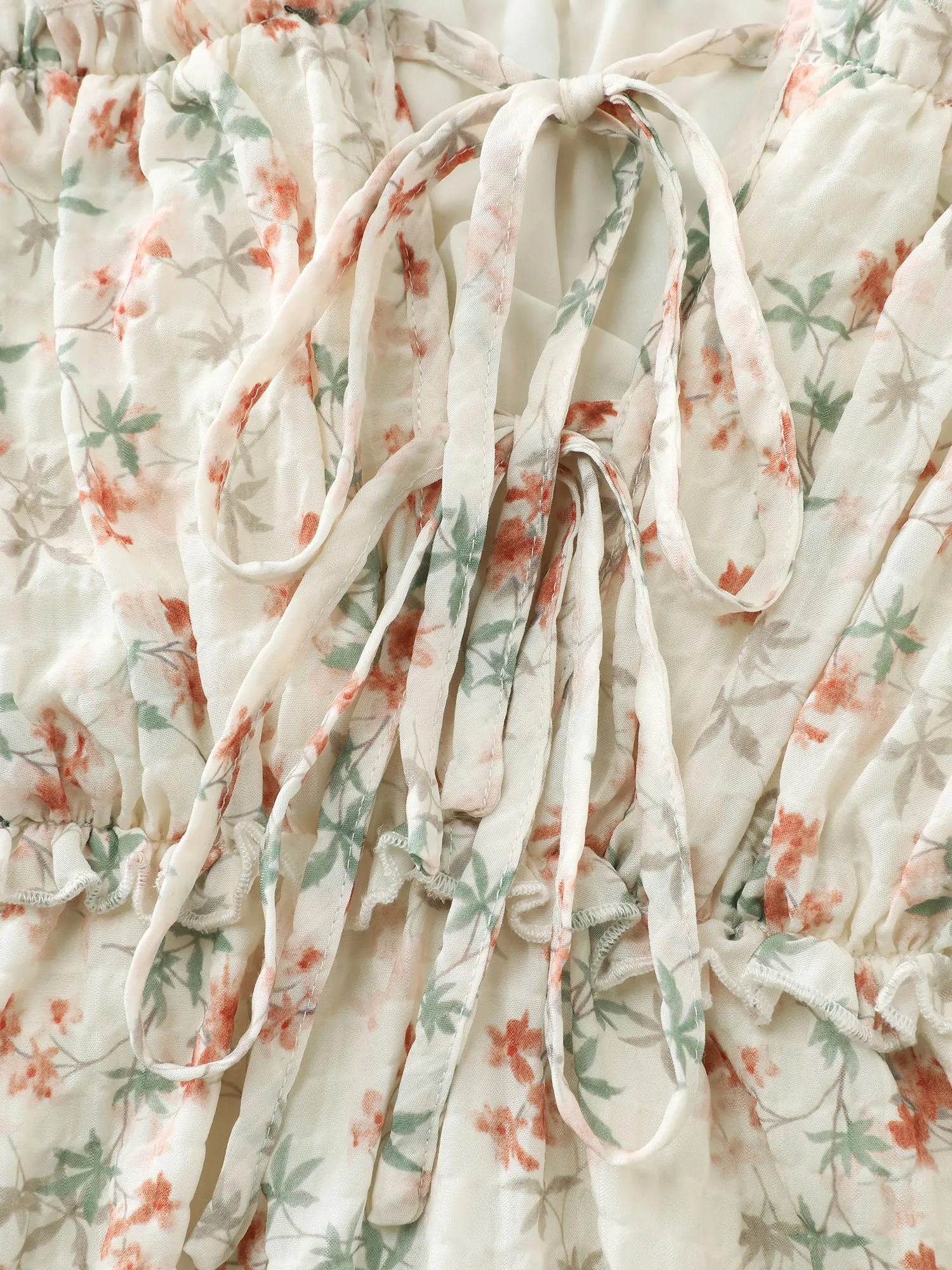 Floral Chiffon Ruffled Tie Front Blouse sold by Bloomchic product image thumbnail 5