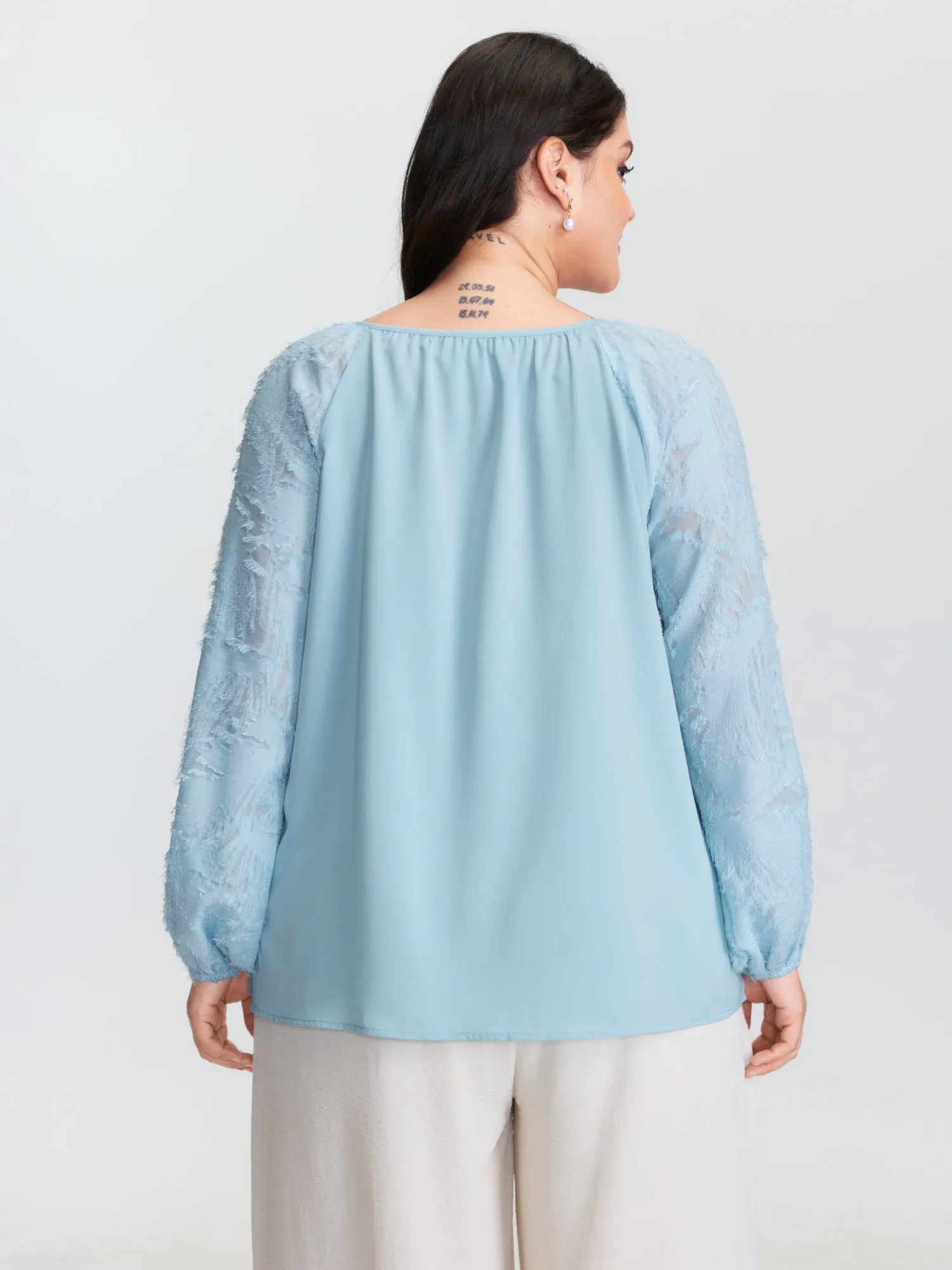 Pleated Drawstring Neckline Plain Blouse sold by Bloomchic product image thumbnail 4