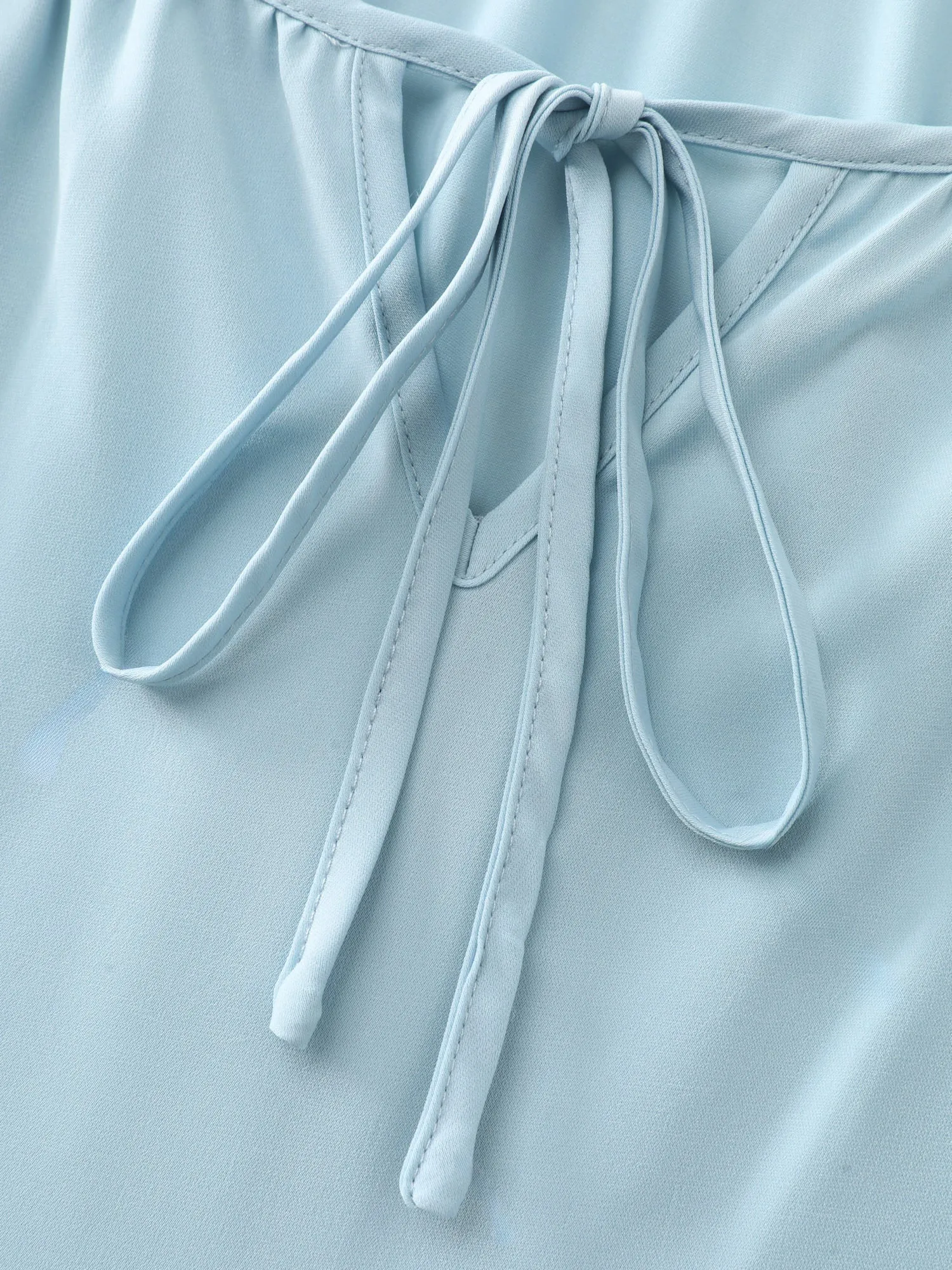 Pleated Drawstring Neckline Plain Blouse sold by Bloomchic product image thumbnail 5
