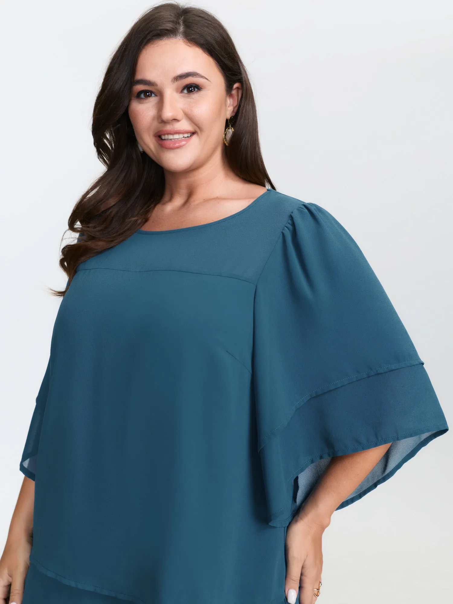 Chiffon Layered Ruffled Sleeve Flowy Blouse sold by Bloomchic product image thumbnail 2