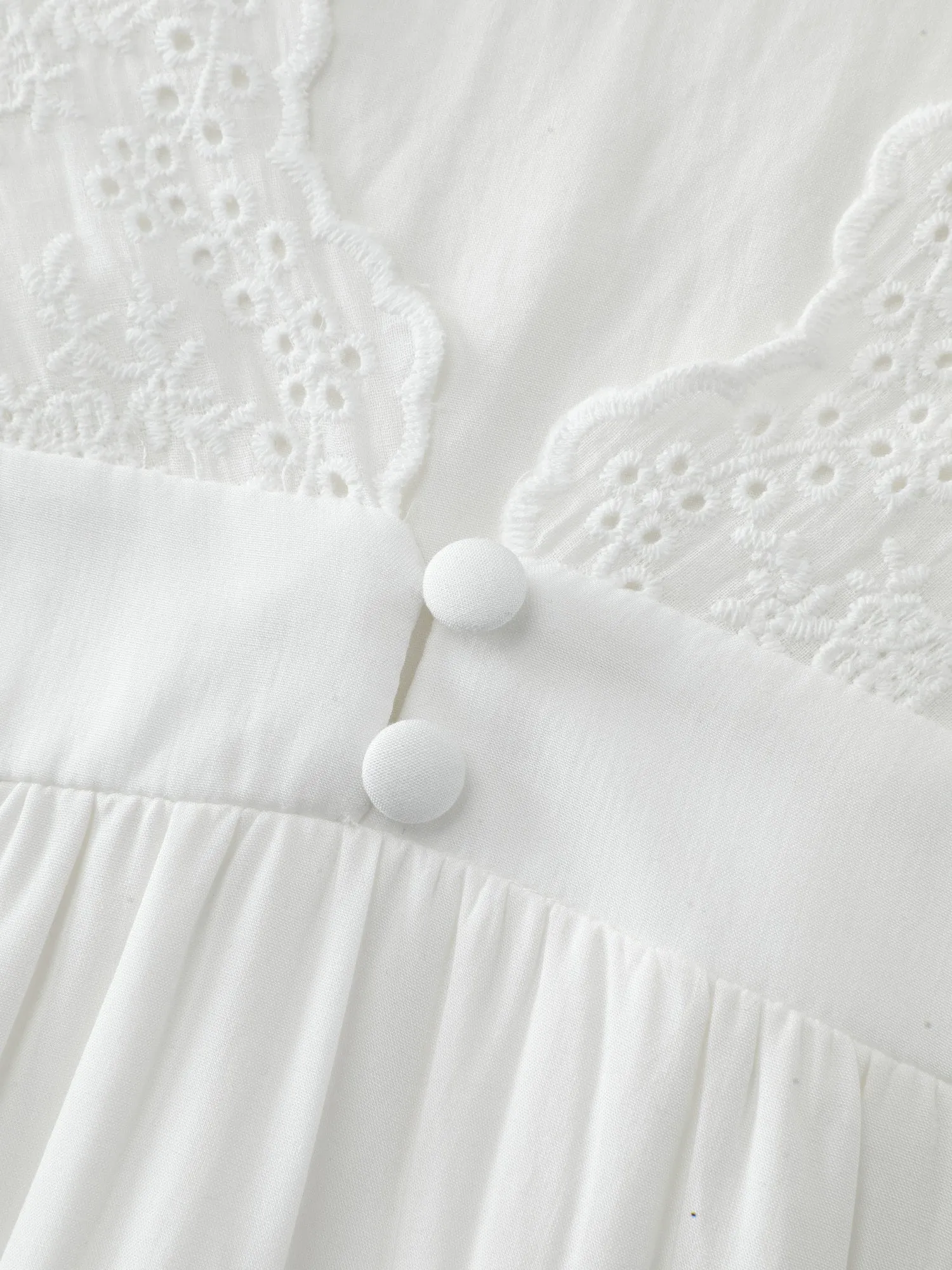 Embroidery Scalloped Sleeve Plain Blouse sold by Bloomchic product image thumbnail 5