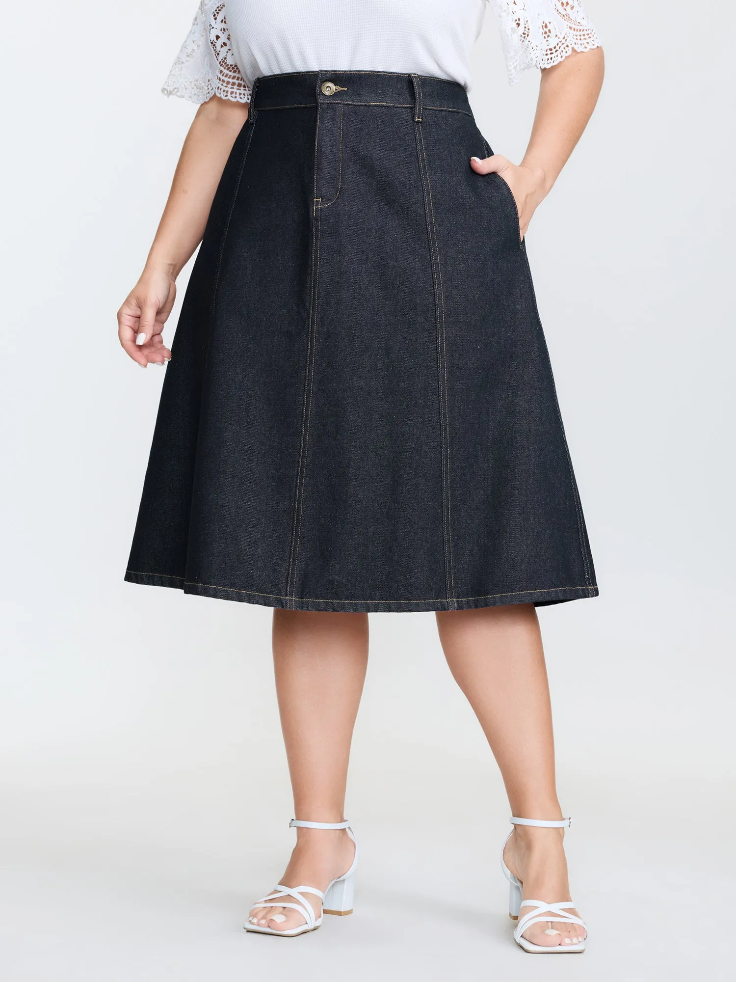 Stretchy Maxi Denim Skirt sold by Bloomchic