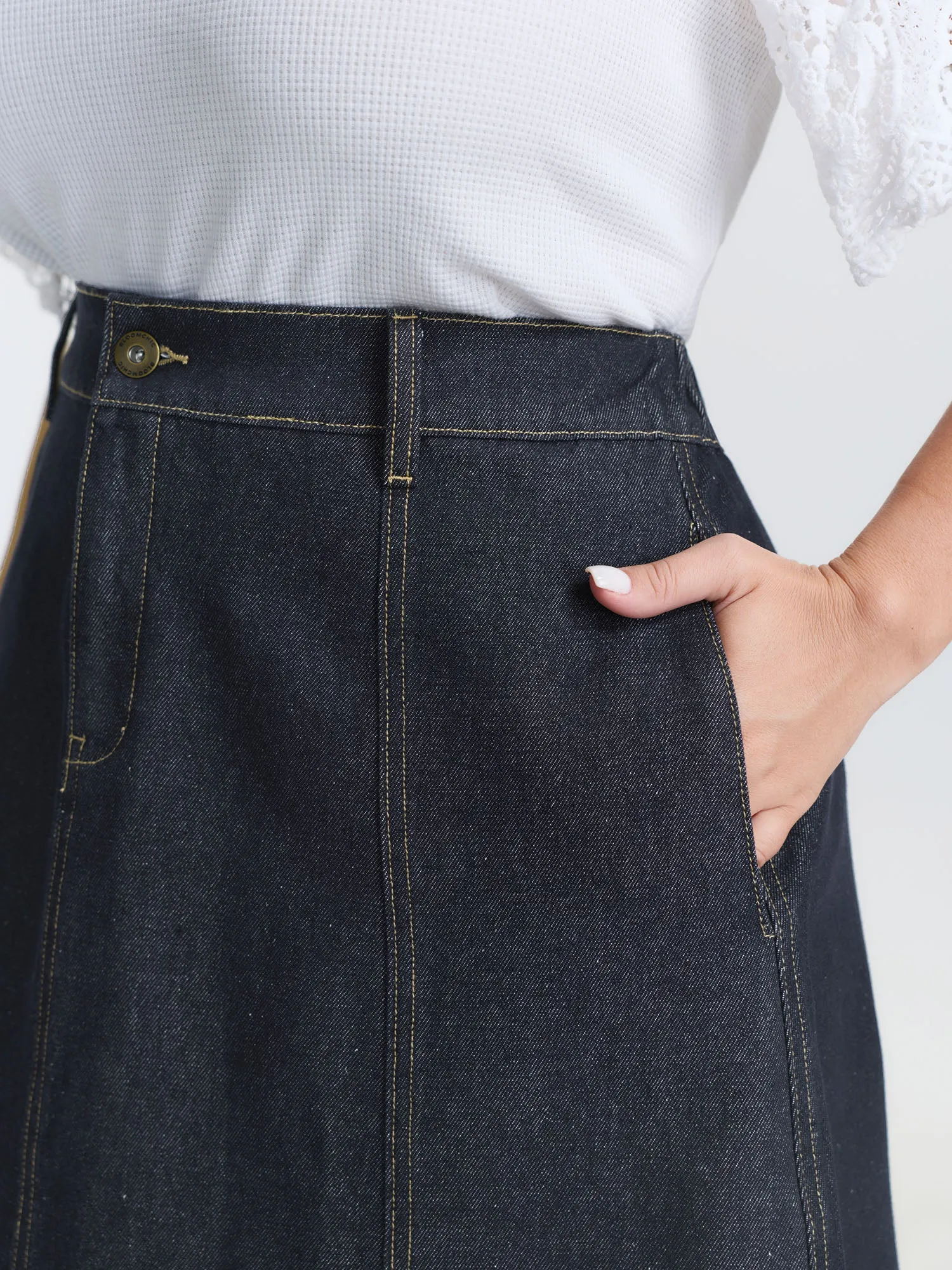 Stretchy Maxi Denim Skirt sold by Bloomchic product image thumbnail 4