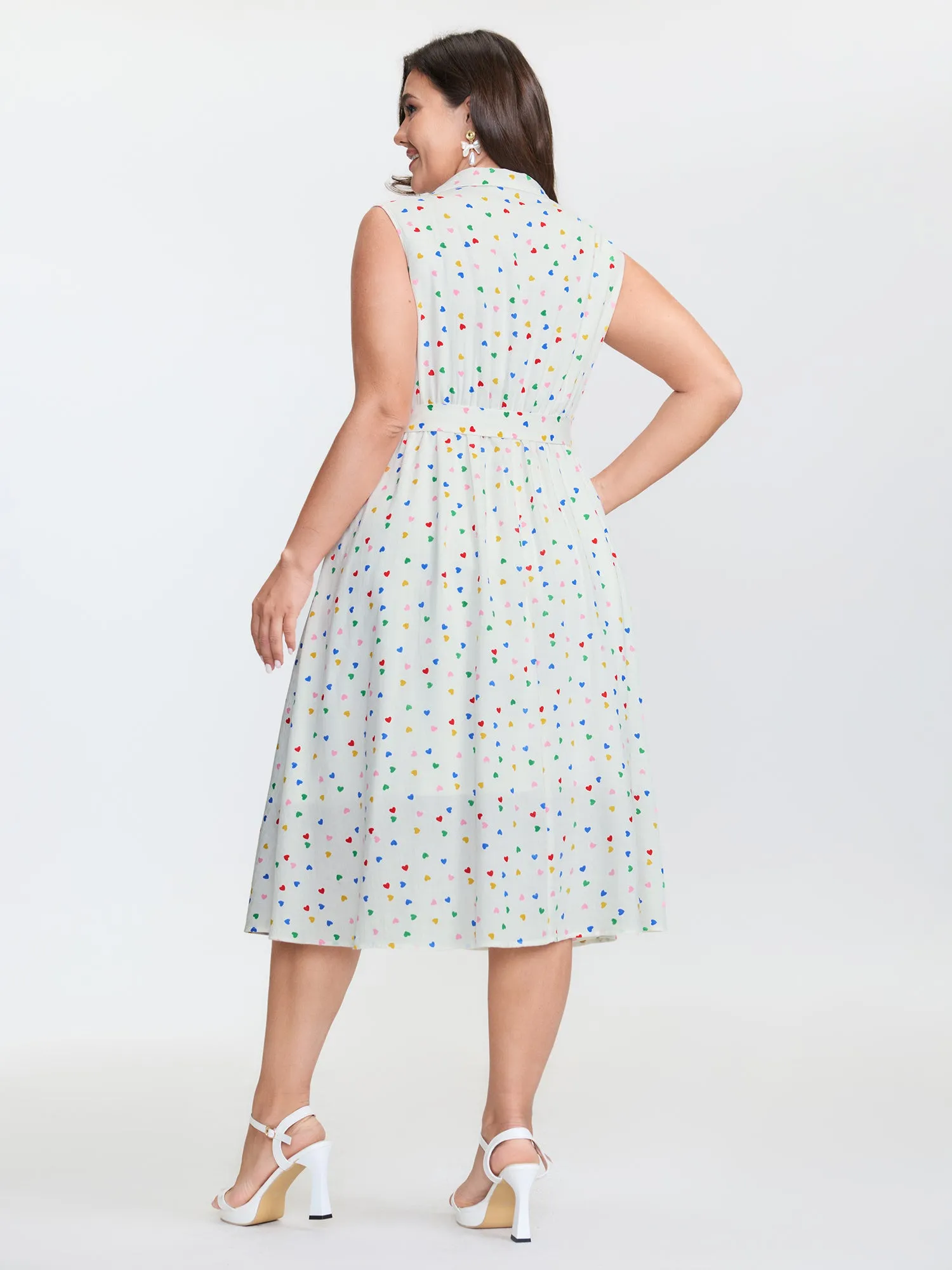 Cotton Colorful Heart Print Belted Midi Dress sold by Bloomchic product image thumbnail 4