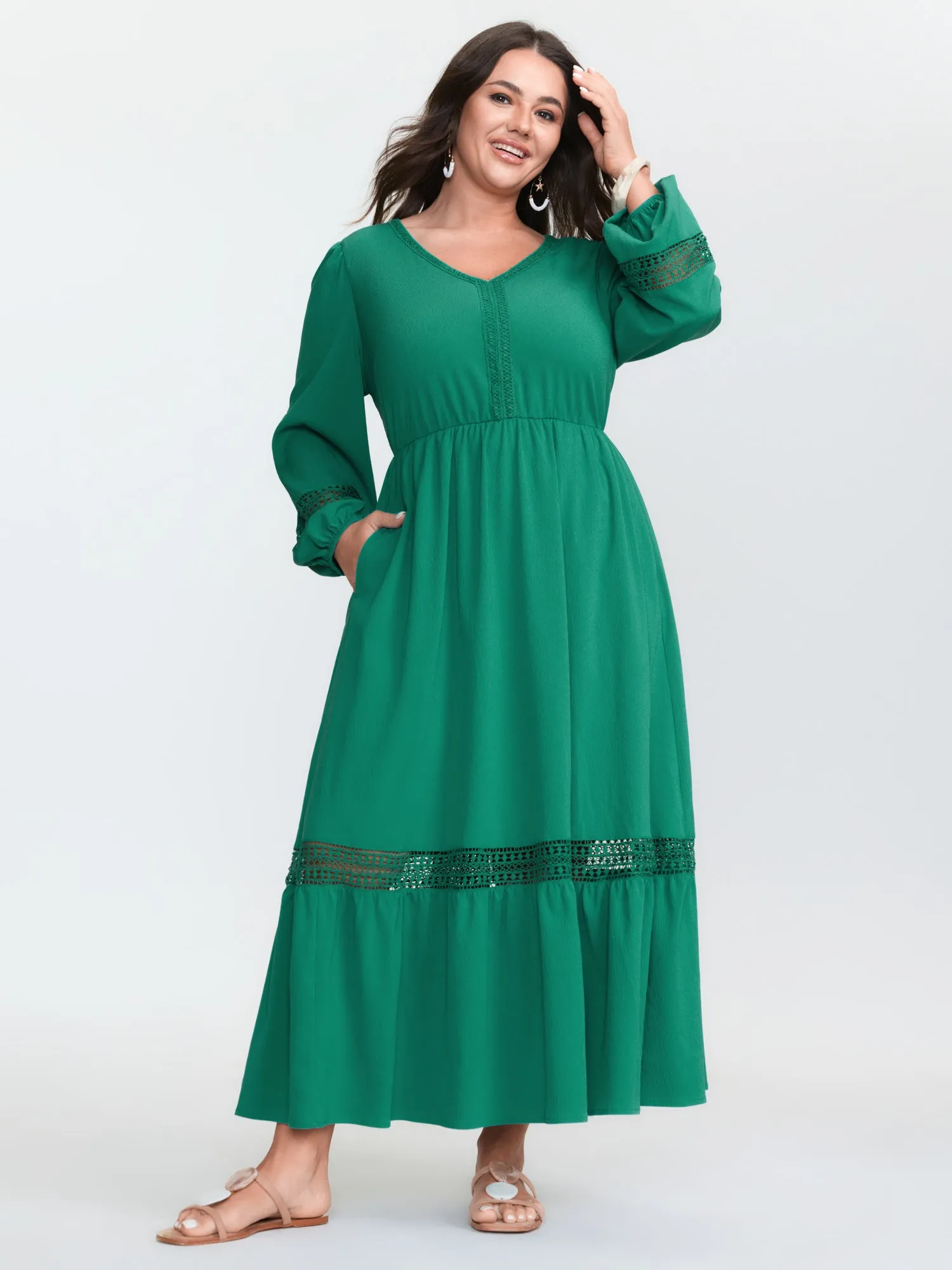 Supersoft Lace Trim Tiered Maxi Dress sold by Bloomchic product image thumbnail 3