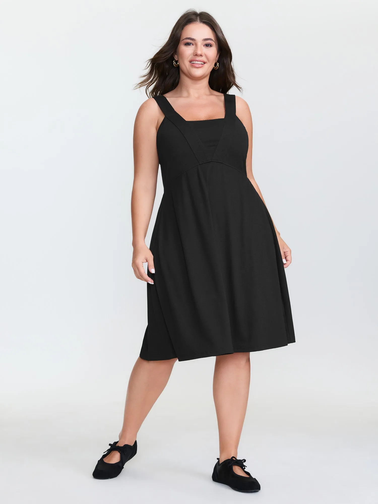 Supersoft Wide Straps Plain Midi Dress sold by Bloomchic product image thumbnail 3