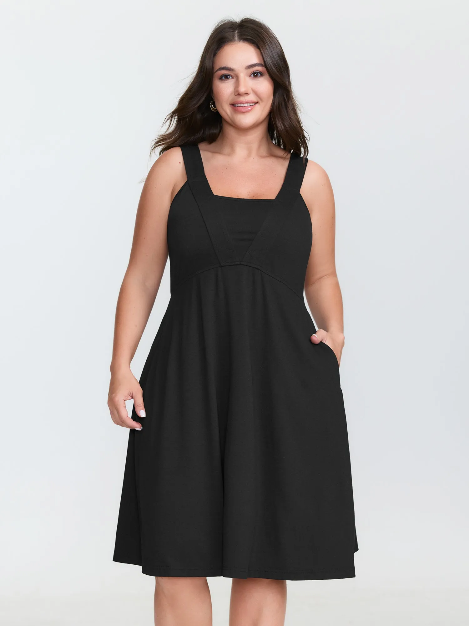 Supersoft Wide Straps Plain Midi Dress sold by Bloomchic