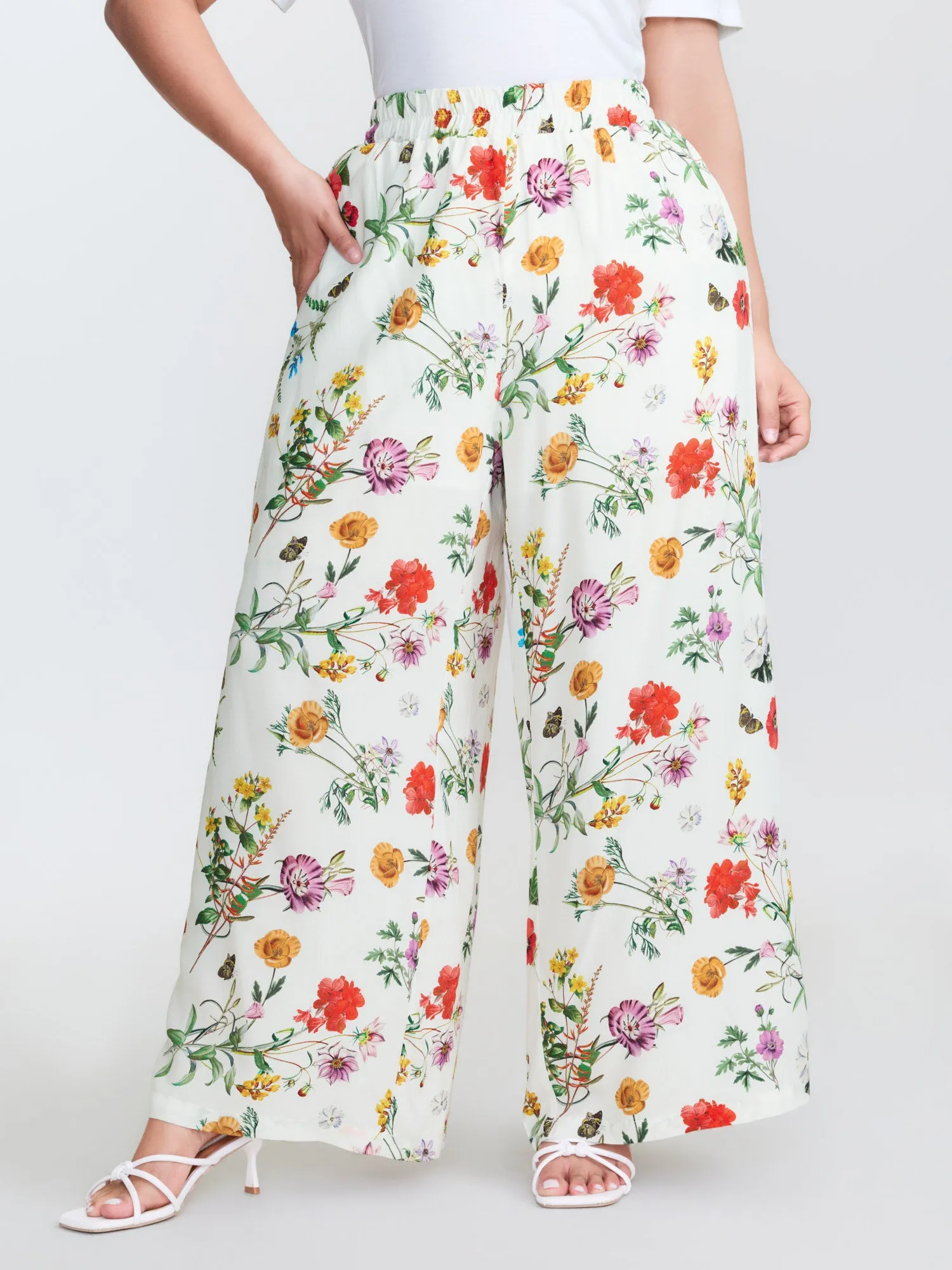 Floral Print Stretchy Waist Wide-Leg Pants sold by Bloomchic