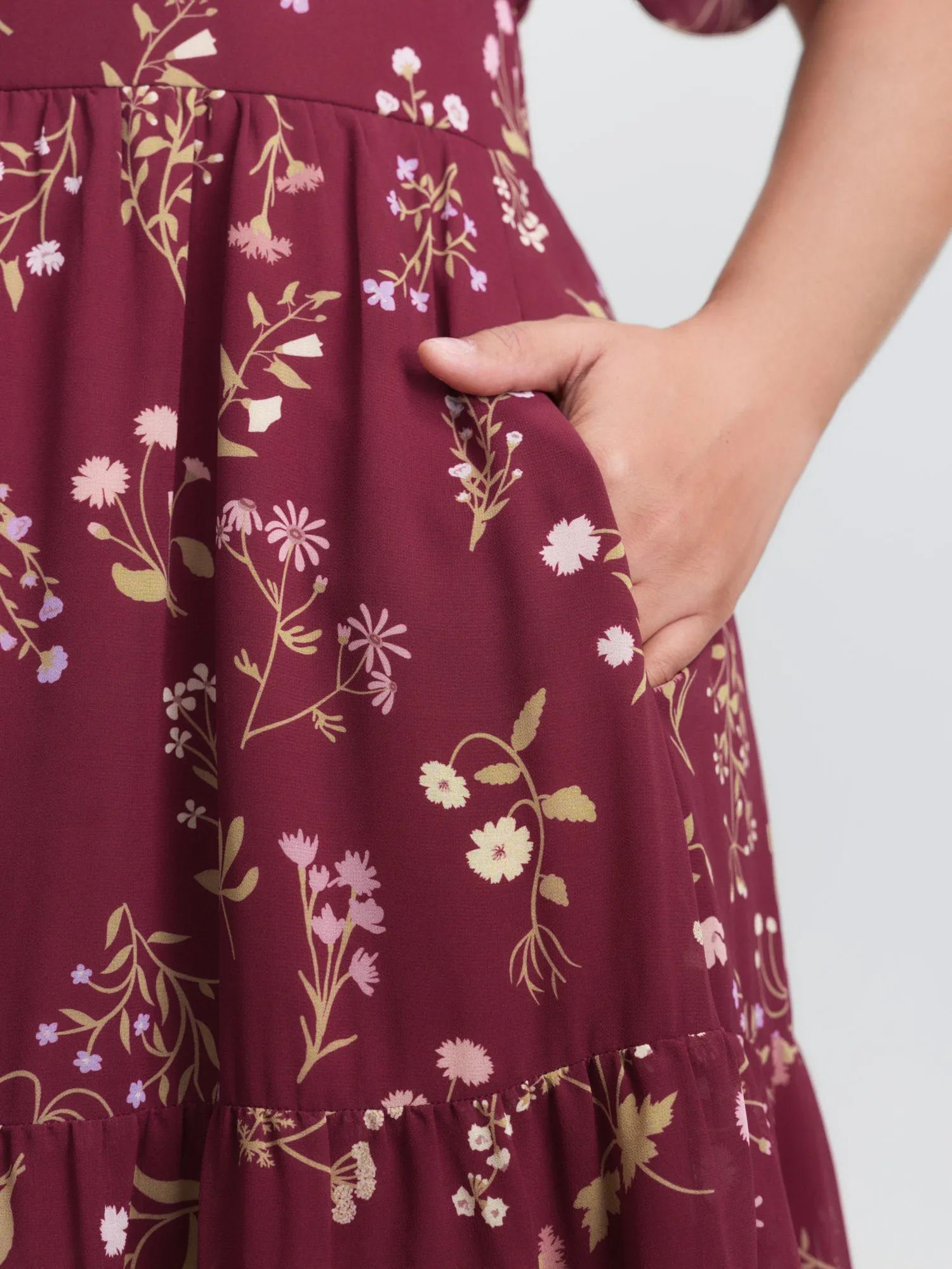 Floral Vanilla Print Sweetheart Neckline Maxi Dress sold by Bloomchic product image thumbnail 4