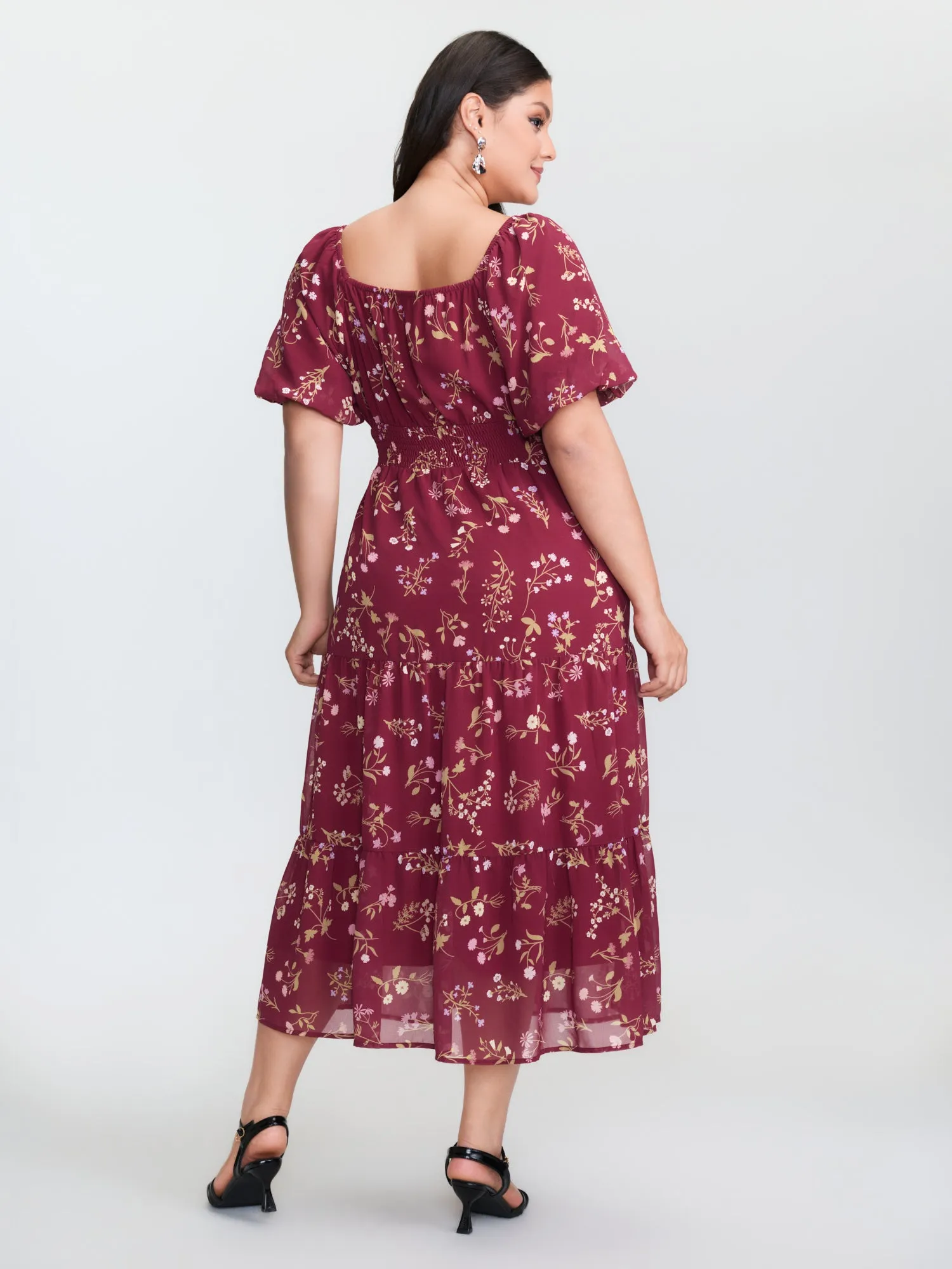 Floral Vanilla Print Sweetheart Neckline Maxi Dress sold by Bloomchic product image thumbnail 5