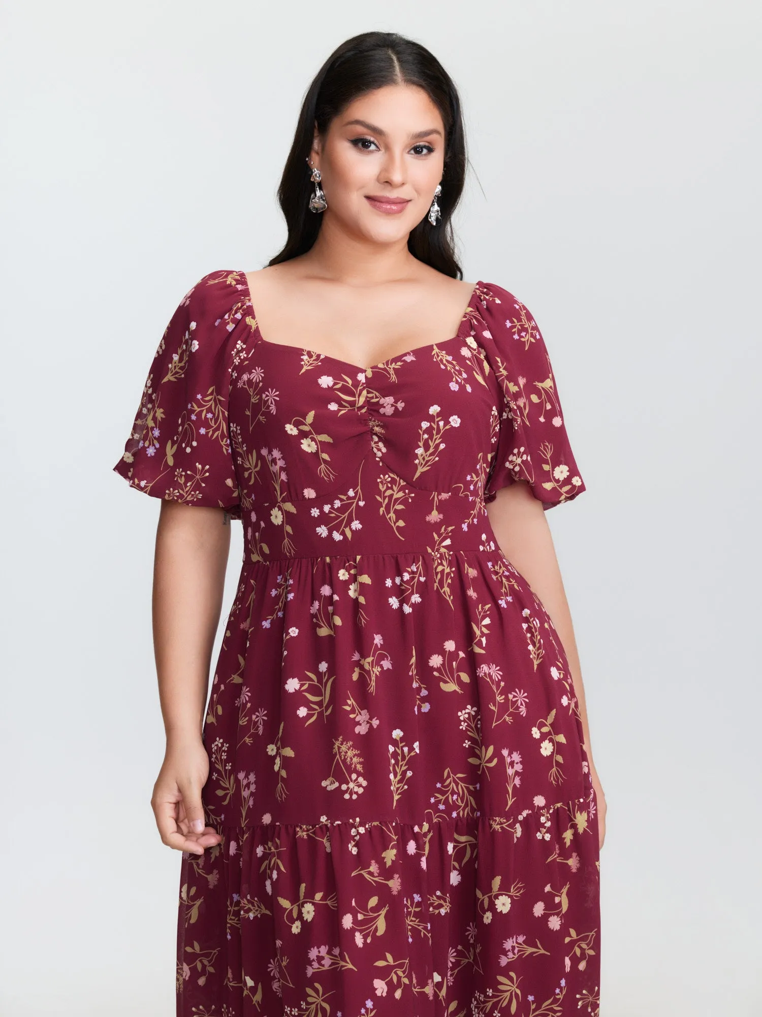 Floral Vanilla Print Sweetheart Neckline Maxi Dress sold by Bloomchic product image thumbnail 3