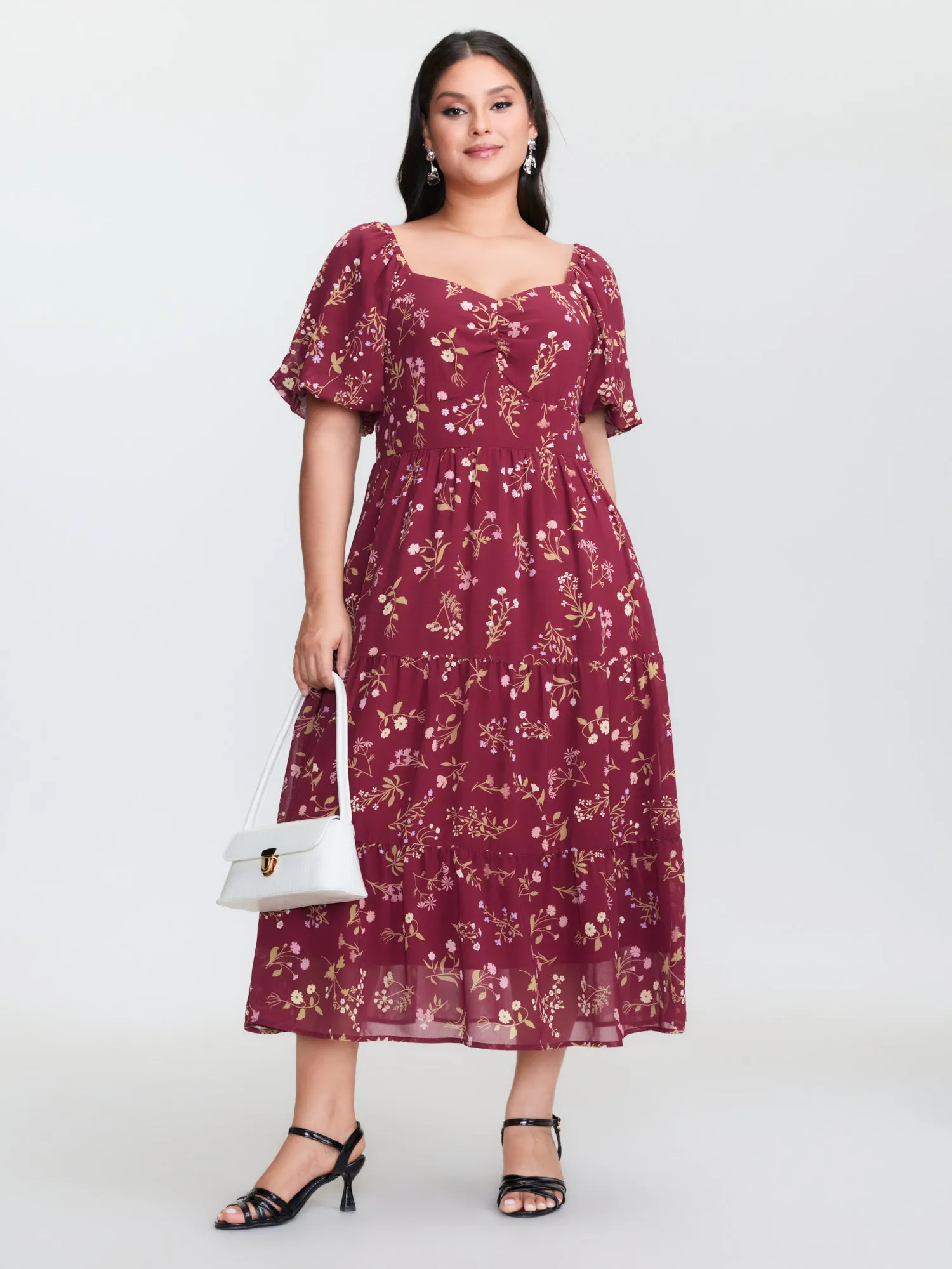 Floral Vanilla Print Sweetheart Neckline Maxi Dress sold by Bloomchic product image thumbnail 2