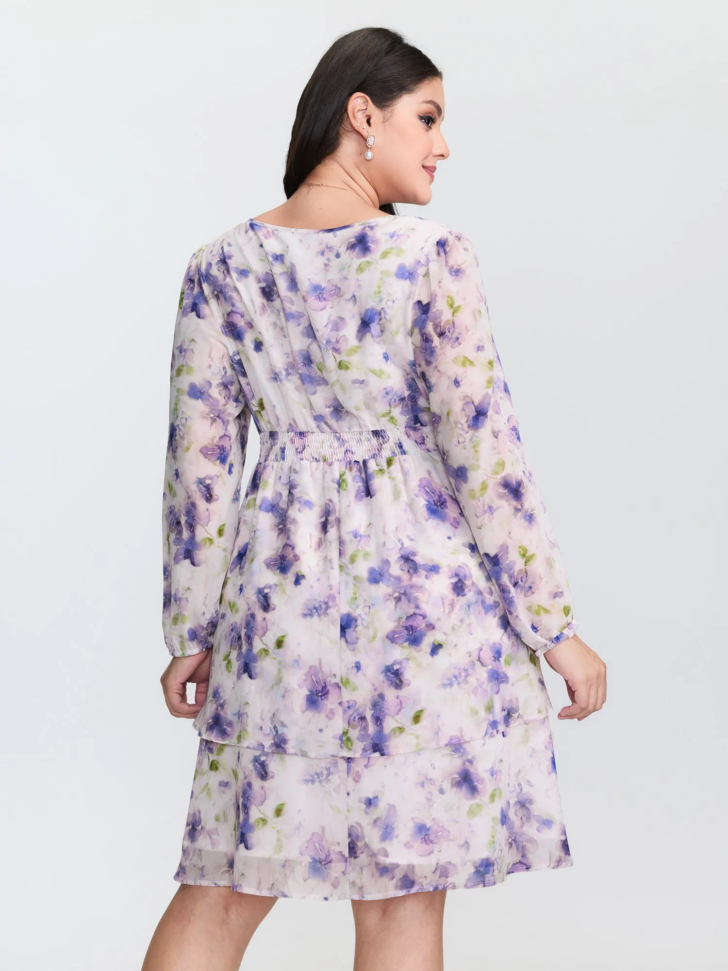 Artistic Floral Print Pleated Waist Midi Dress sold by Bloomchic product image thumbnail 4