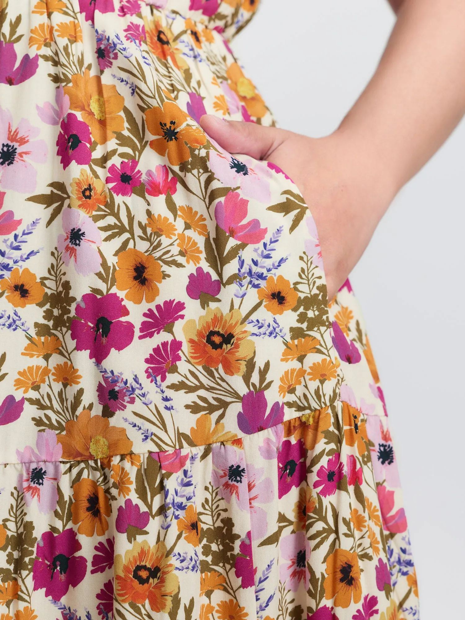 Floral Print Off-Shoulder Stretchy Waist Maxi Dress sold by Bloomchic product image thumbnail 3