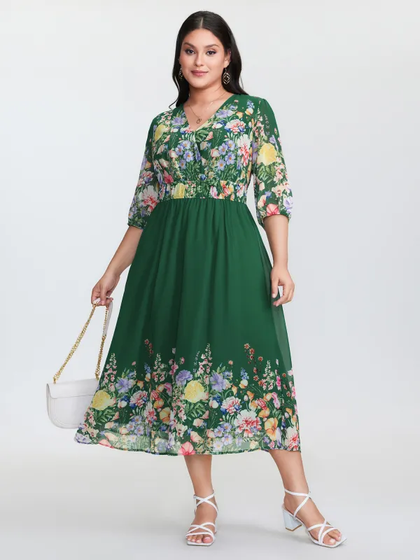 Floral Print Surplice Neckline Stretchy Waist Maxi Dress sold by Bloomchic
