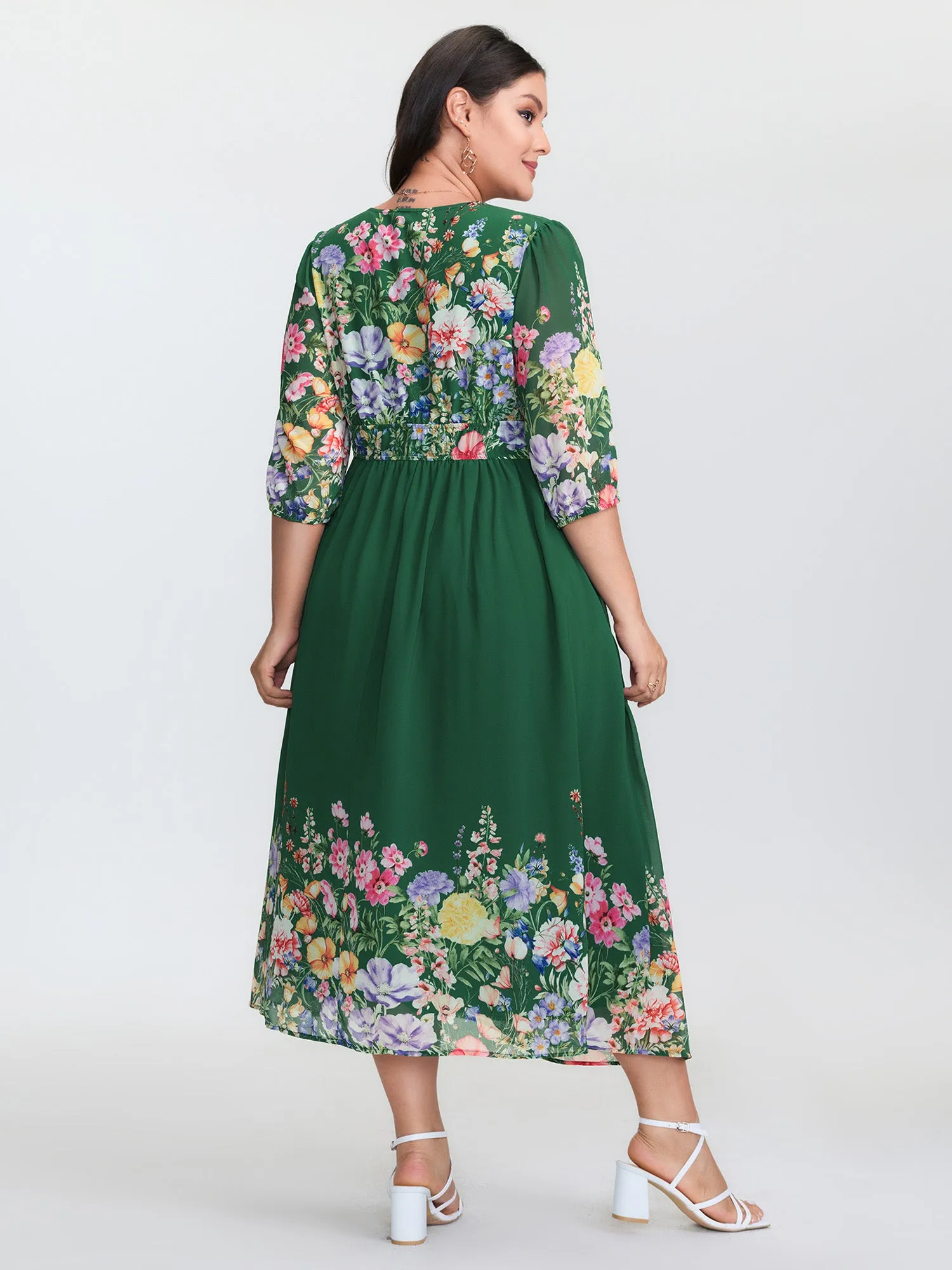 Floral Print Surplice Neckline Stretchy Waist Maxi Dress sold by Bloomchic product image thumbnail 4