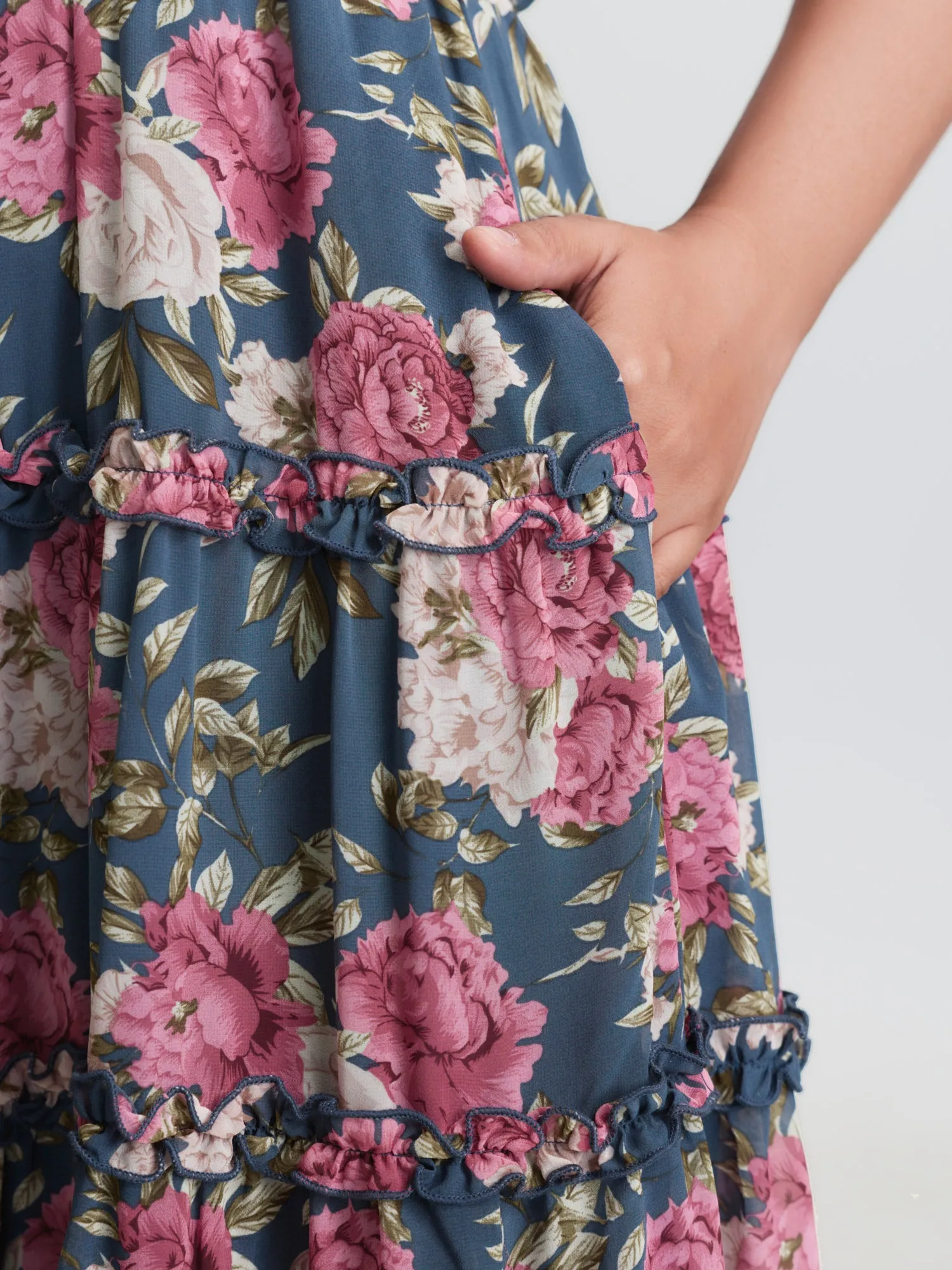 Floral Print Mesh Ruffled Maxi Dress sold by Bloomchic product image thumbnail 3