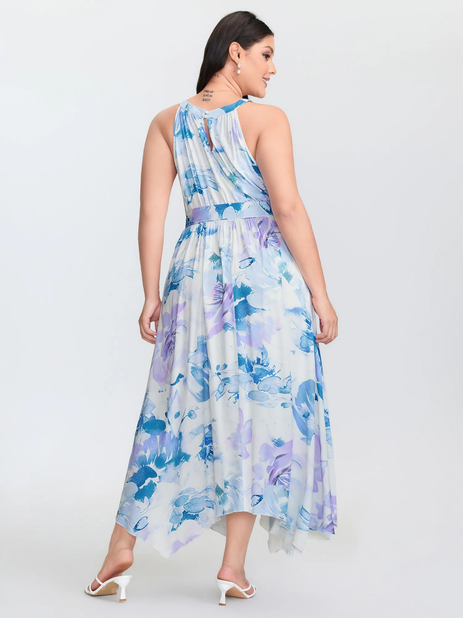 Floral Breeze Print Halter Neckline Midi Dress sold by Bloomchic product image thumbnail 4