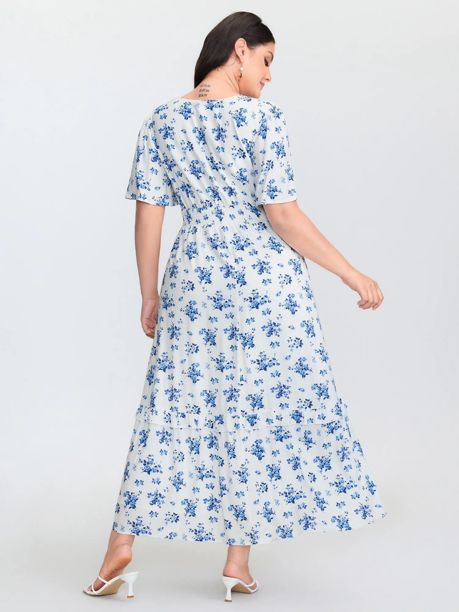 Floral Print Cut-Out Twisted Midi Dress sold by Bloomchic product image thumbnail 5