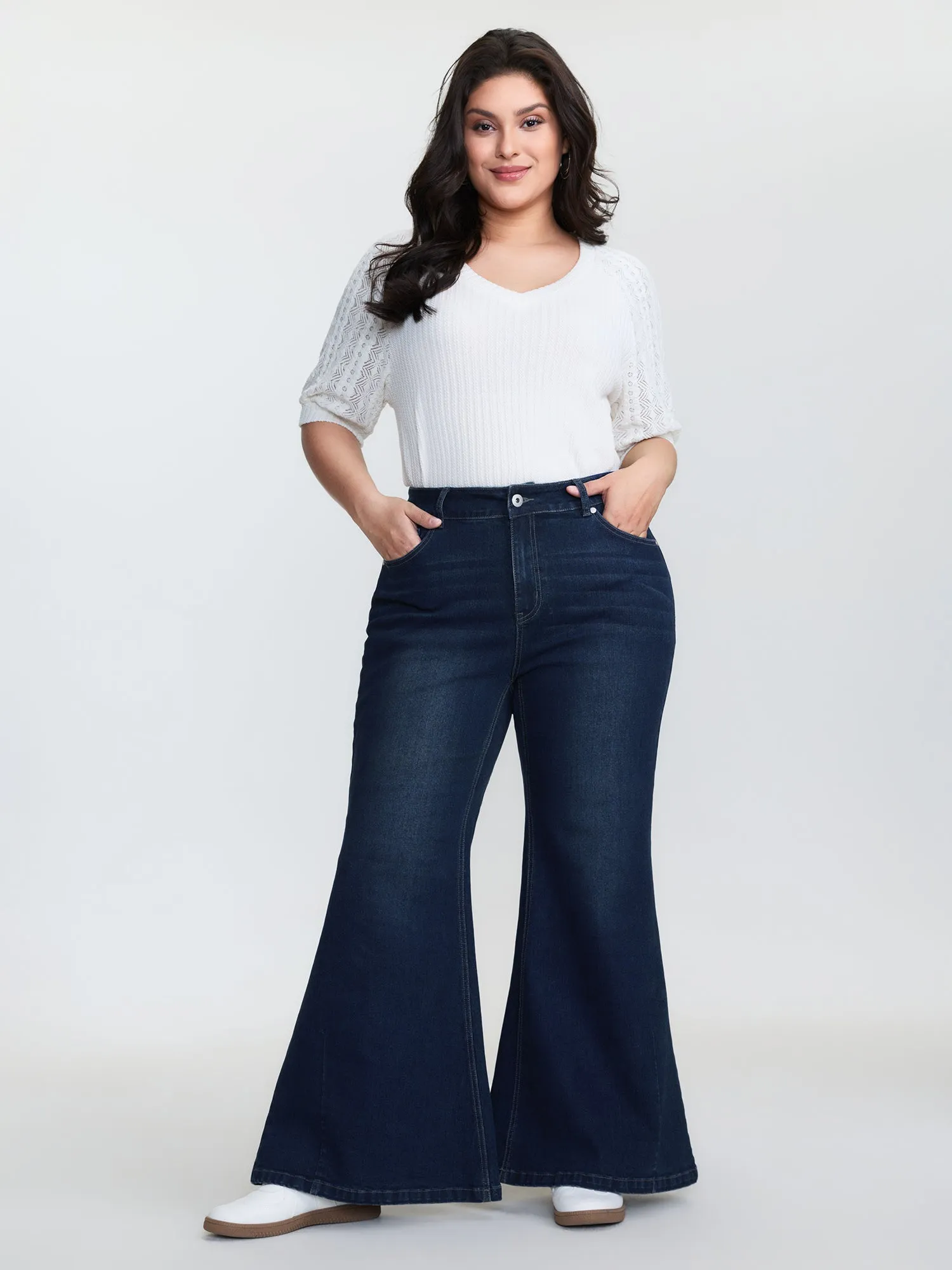 Stretchy Mid-Rise Flared Jeans sold by Bloomchic product image thumbnail 2