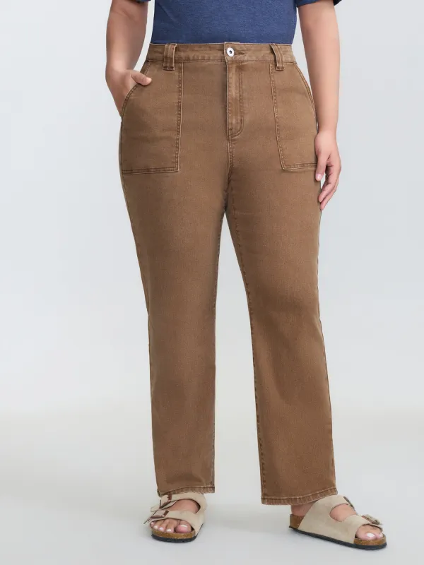 Stretchy Patch Pockets Skinny-Fit Jeans made by Bloomchic