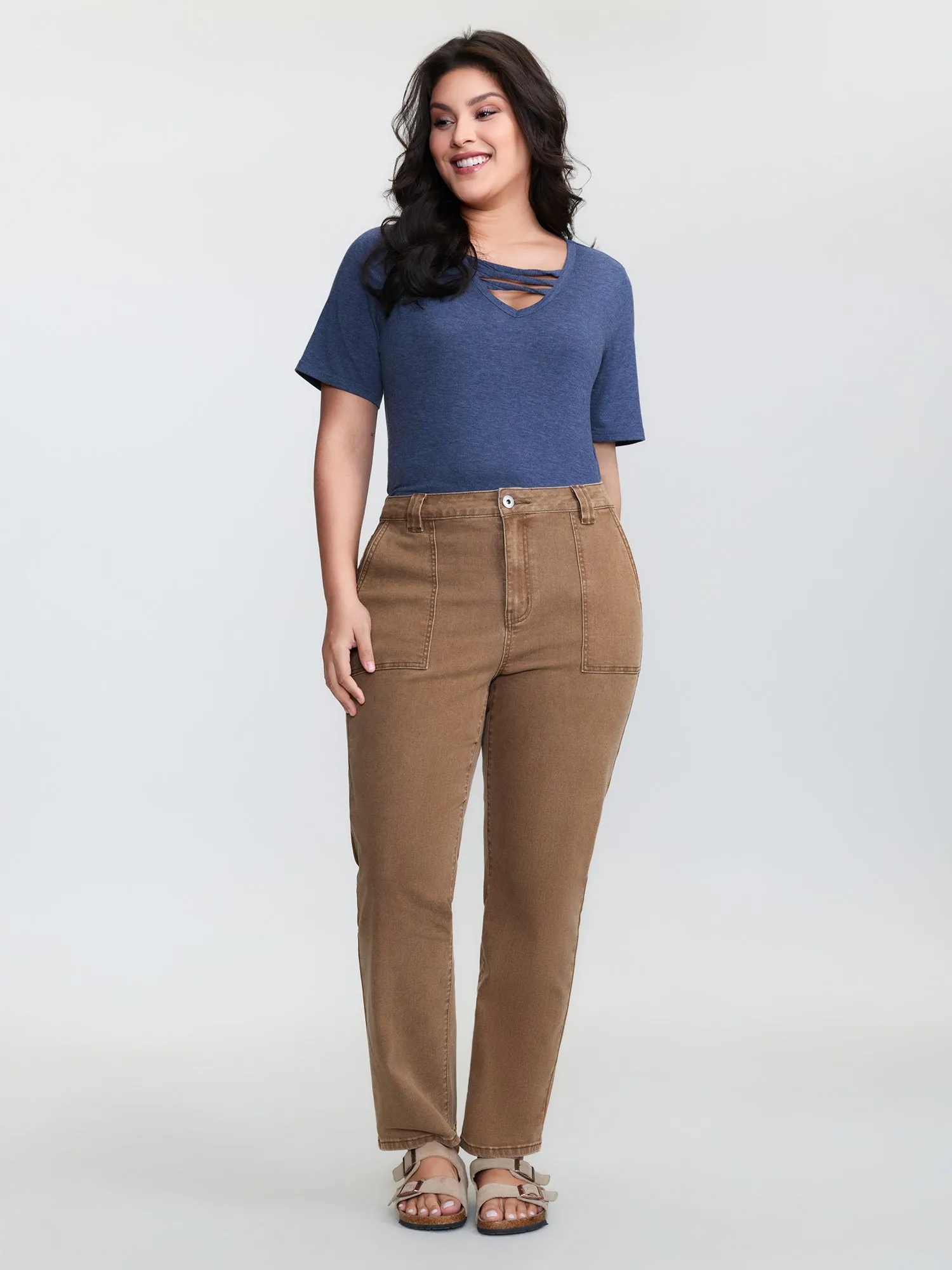 Stretchy Patch Pockets Skinny-Fit Jeans sold by Bloomchic product image thumbnail 2