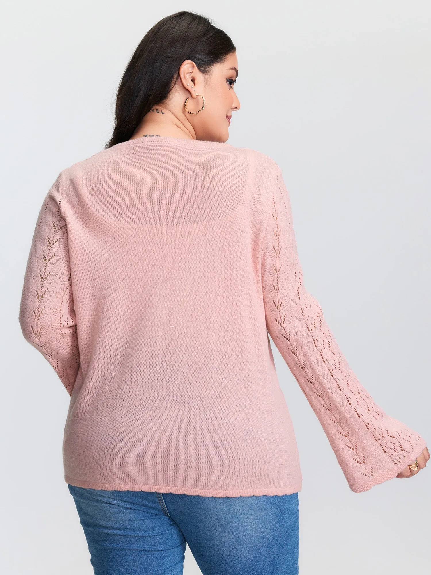 Cut-Out Curvy Front-Tie Knit Cardigan sold by Bloomchic product image thumbnail 5