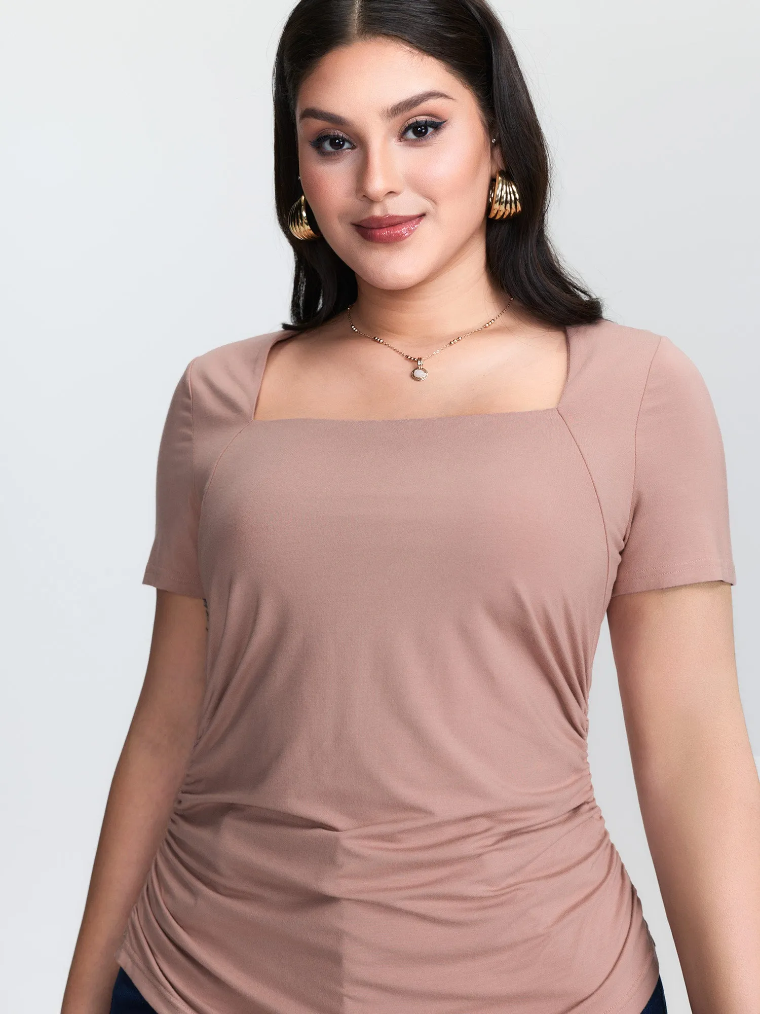 2-in-1 U-Neck Fitted Knit Top sold by Bloomchic product image thumbnail 2