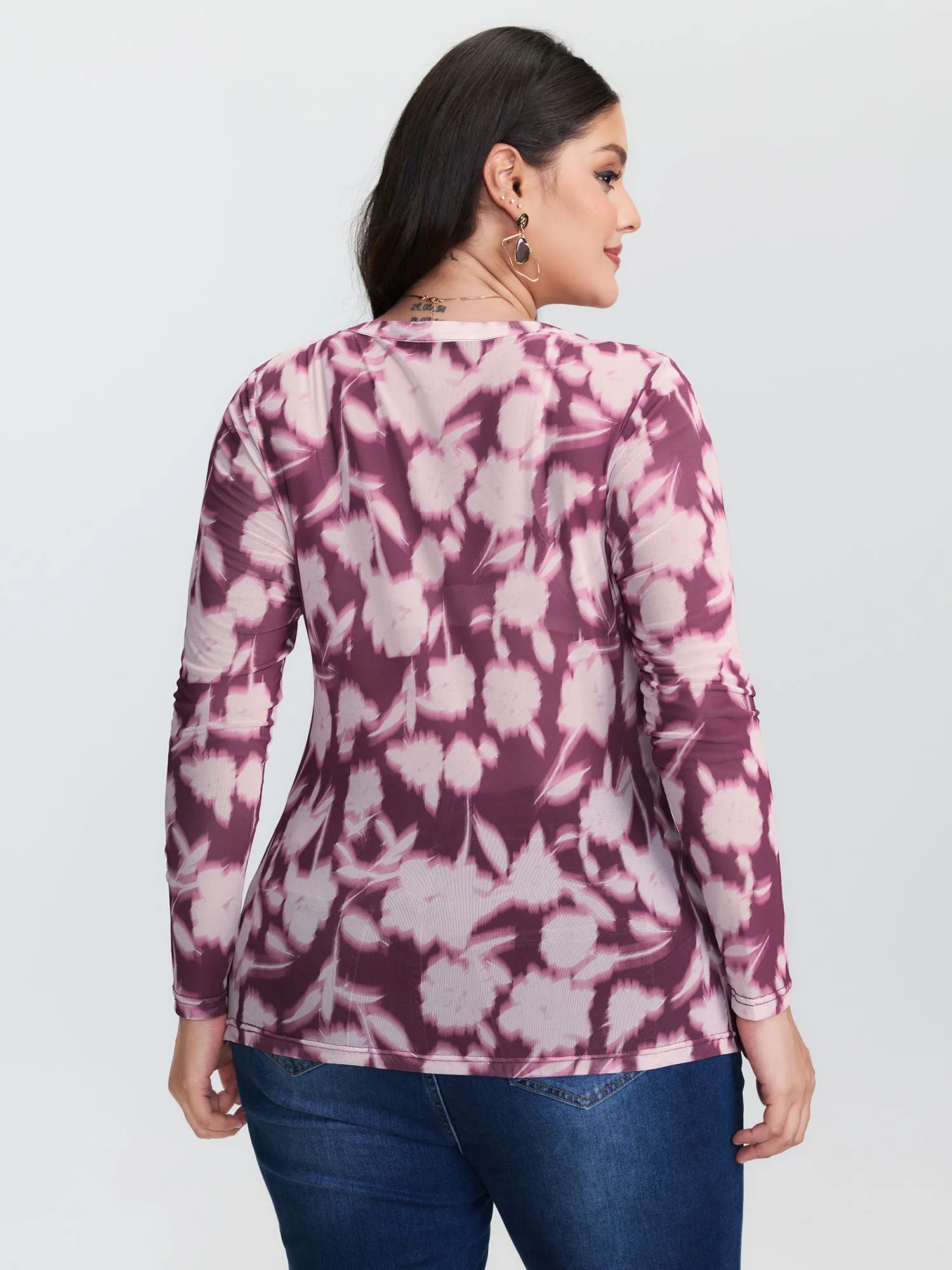 Floral Print Stretchy Shirred Bodice T-Shirt sold by Bloomchic product image thumbnail 5