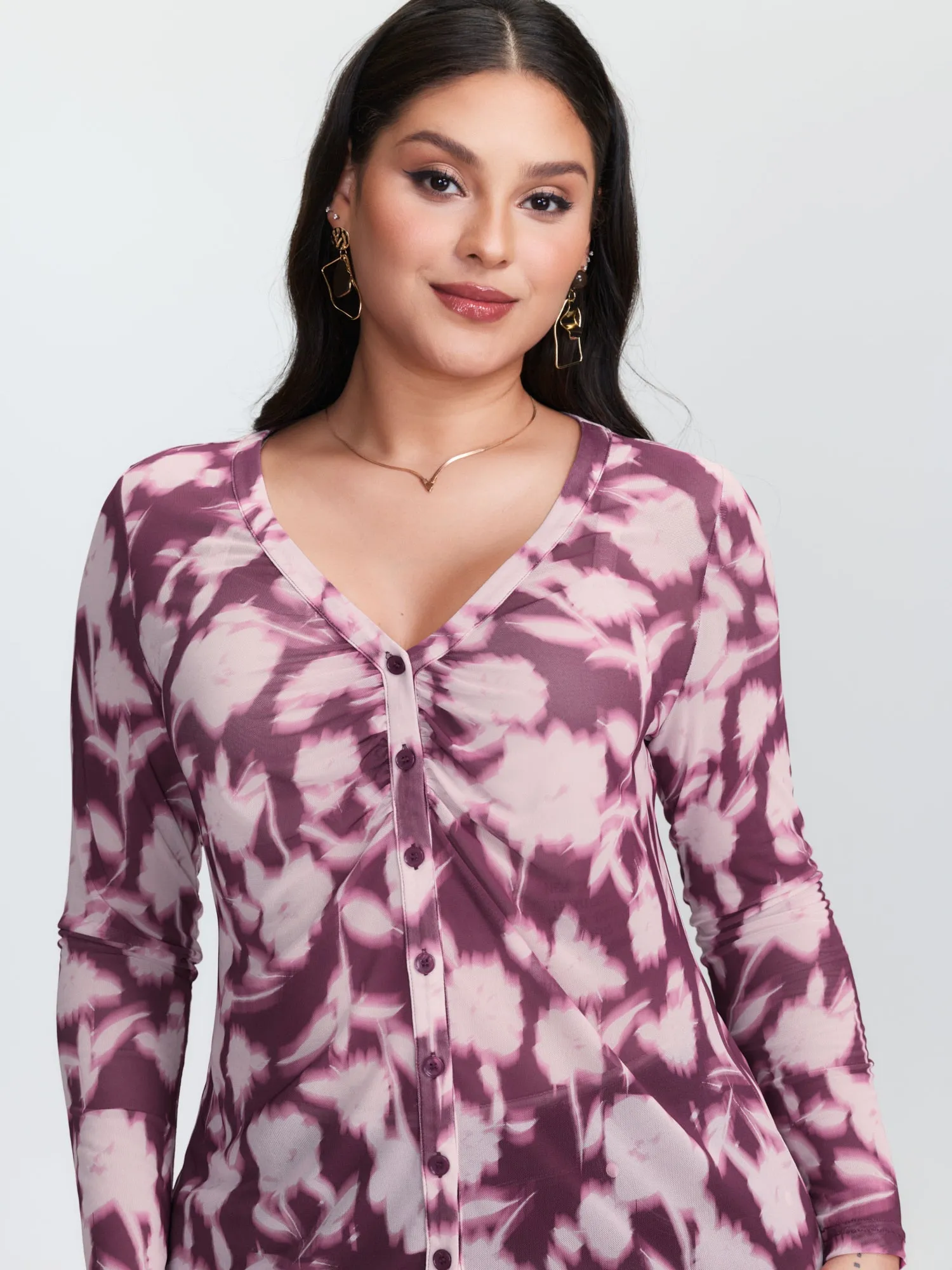 Floral Print Stretchy Shirred Bodice T-Shirt sold by Bloomchic product image thumbnail 2