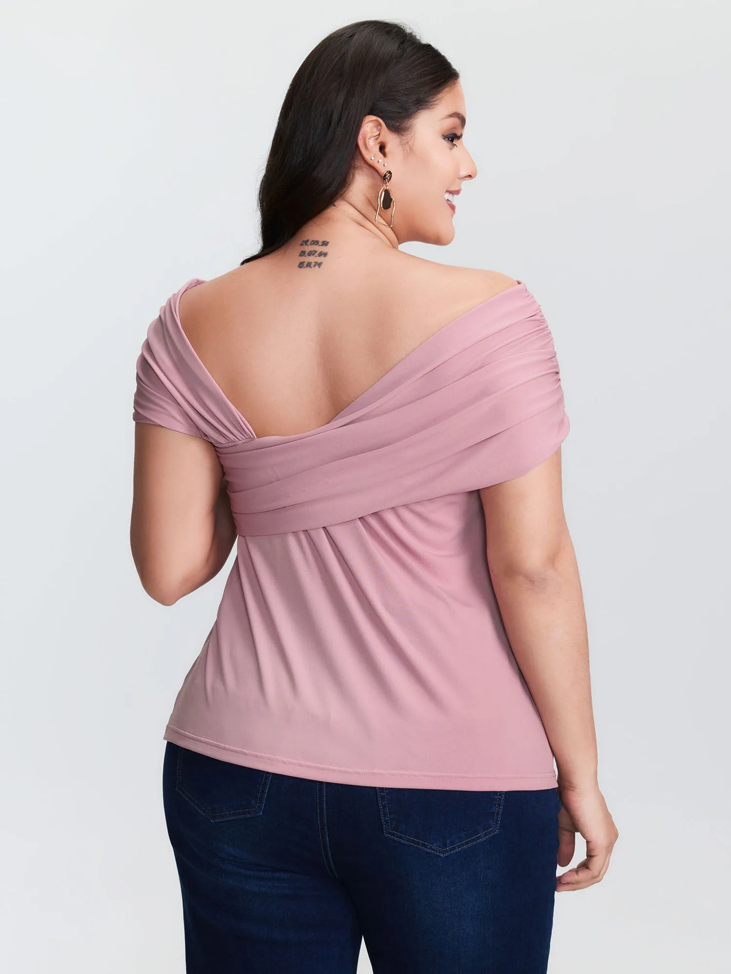 3D Floral Detail Asymmetrical Neckline T-Shirt sold by Bloomchic product image thumbnail 4