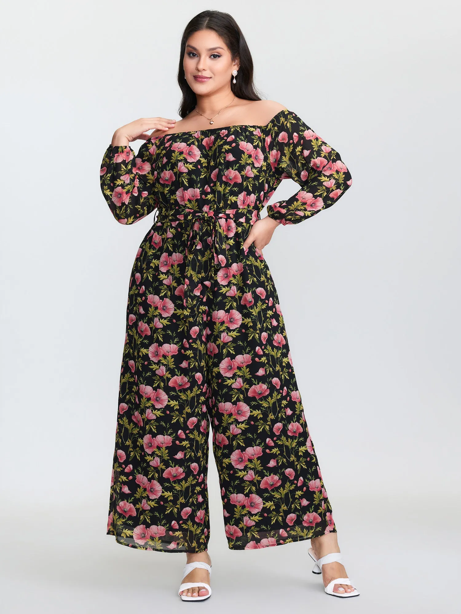 Floral Print Pockets Stretchy Waist Jumpsuit sold by Bloomchic