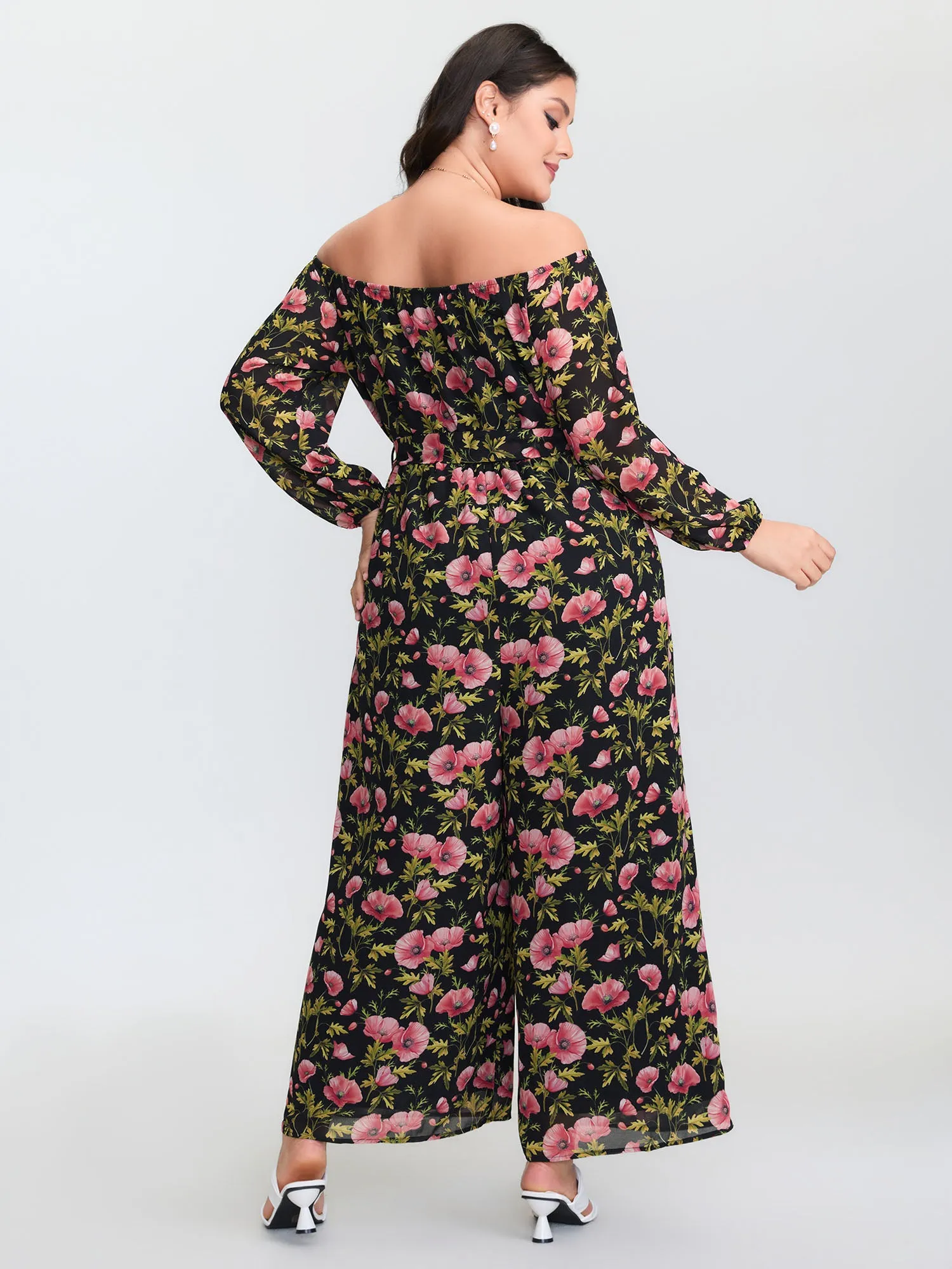 Floral Print Pockets Stretchy Waist Jumpsuit sold by Bloomchic product image thumbnail 4