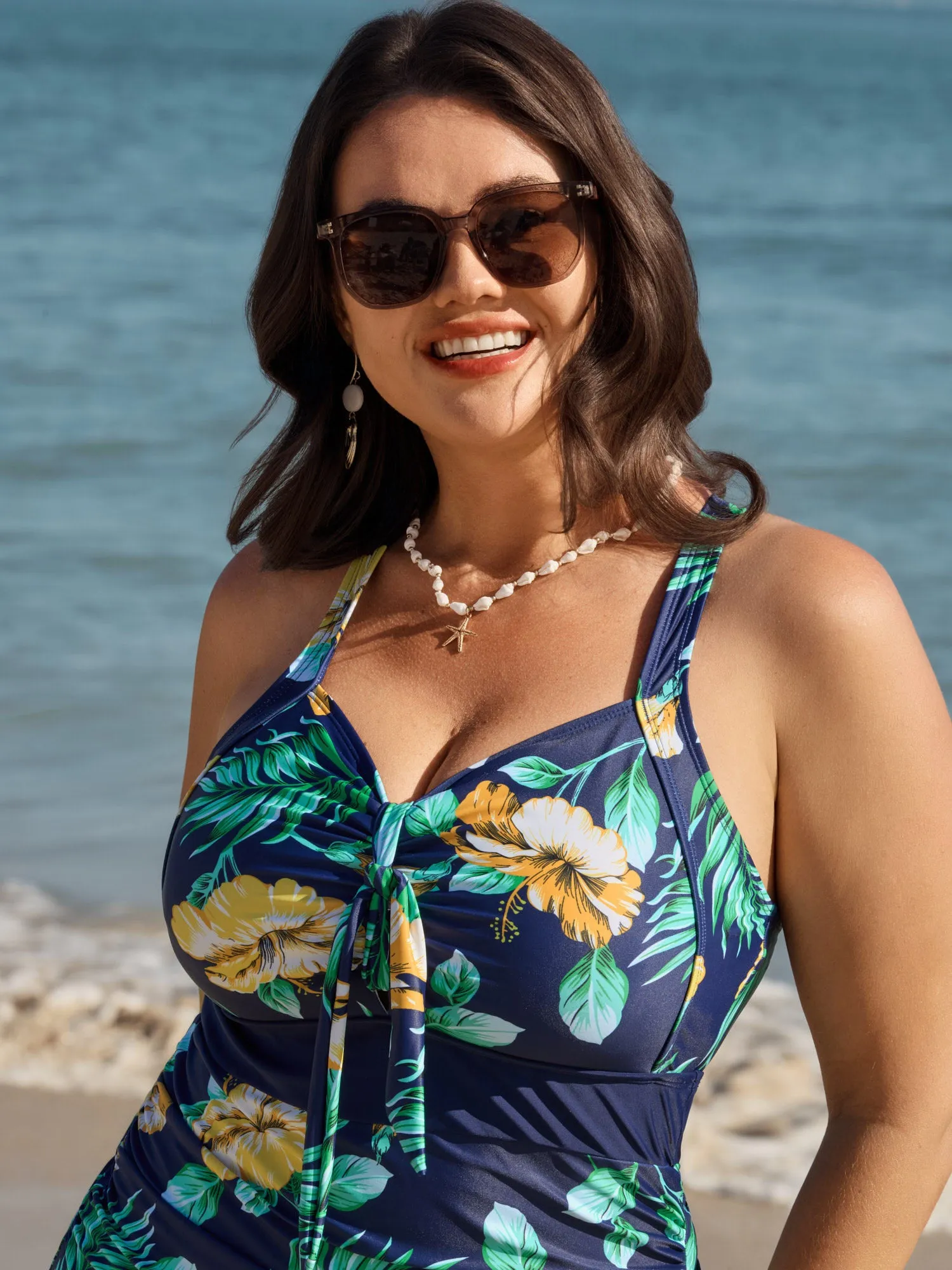 Tropical Print One Piece Swimsuit Sarong Set sold by Bloomchic product image thumbnail 3