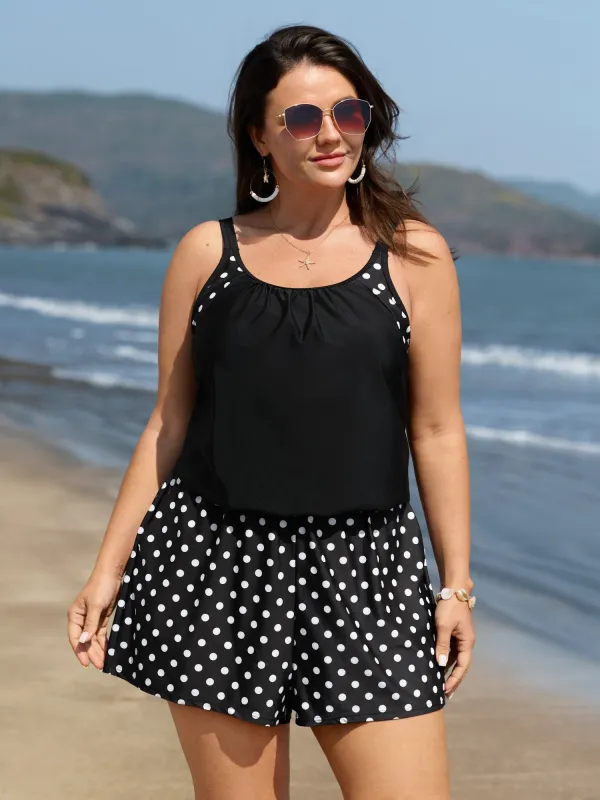 Polka Dot Pockets Swim Romper made by Bloomchic