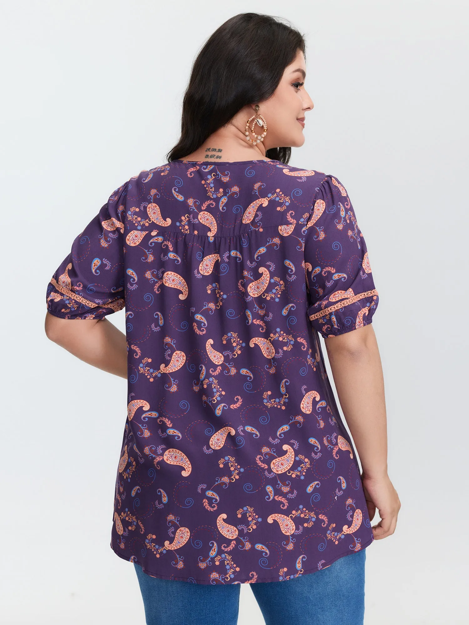 Supersoft Printed High Low Hem Blouse sold by Bloomchic product image thumbnail 4