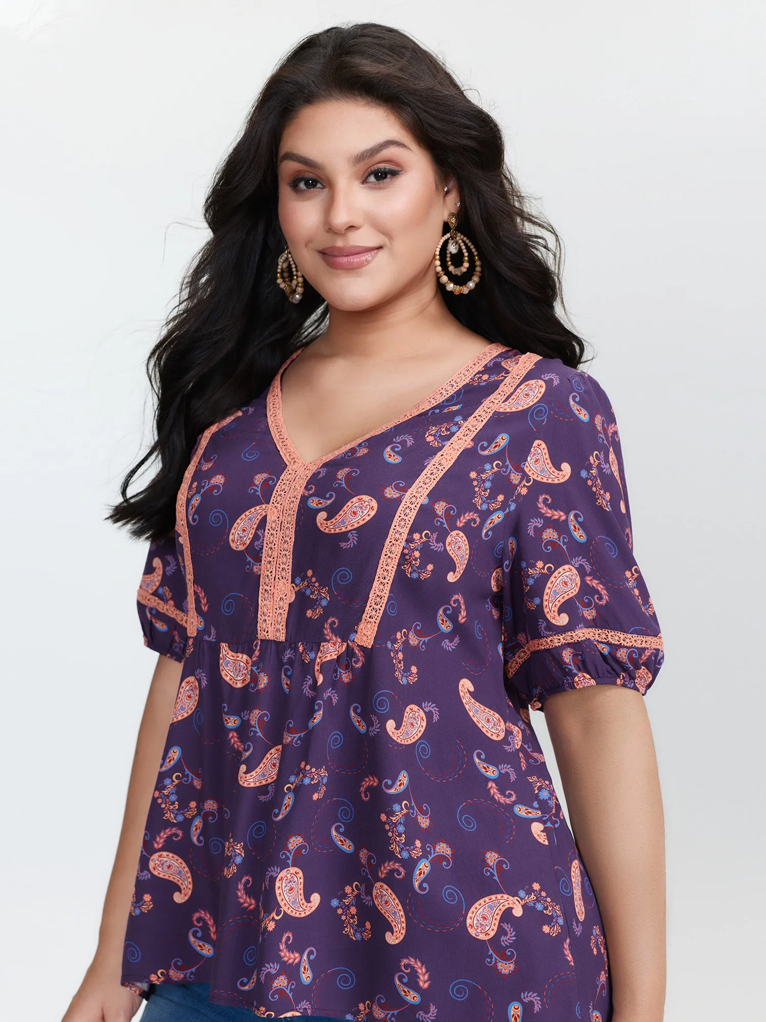 Supersoft Printed High Low Hem Blouse sold by Bloomchic