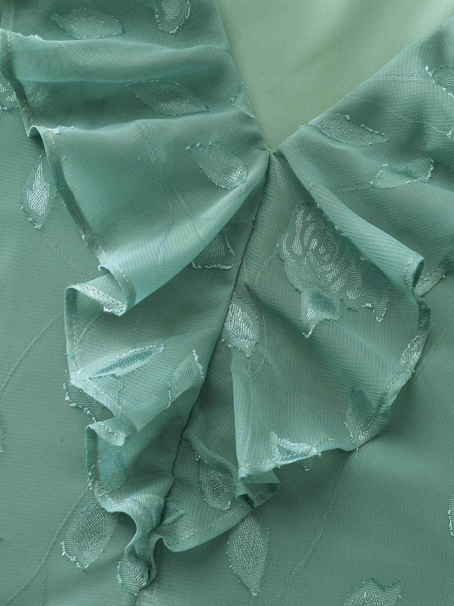 Lotus Leaf Neckline Textured Curvy Hem Blouse sold by Bloomchic product image thumbnail 5