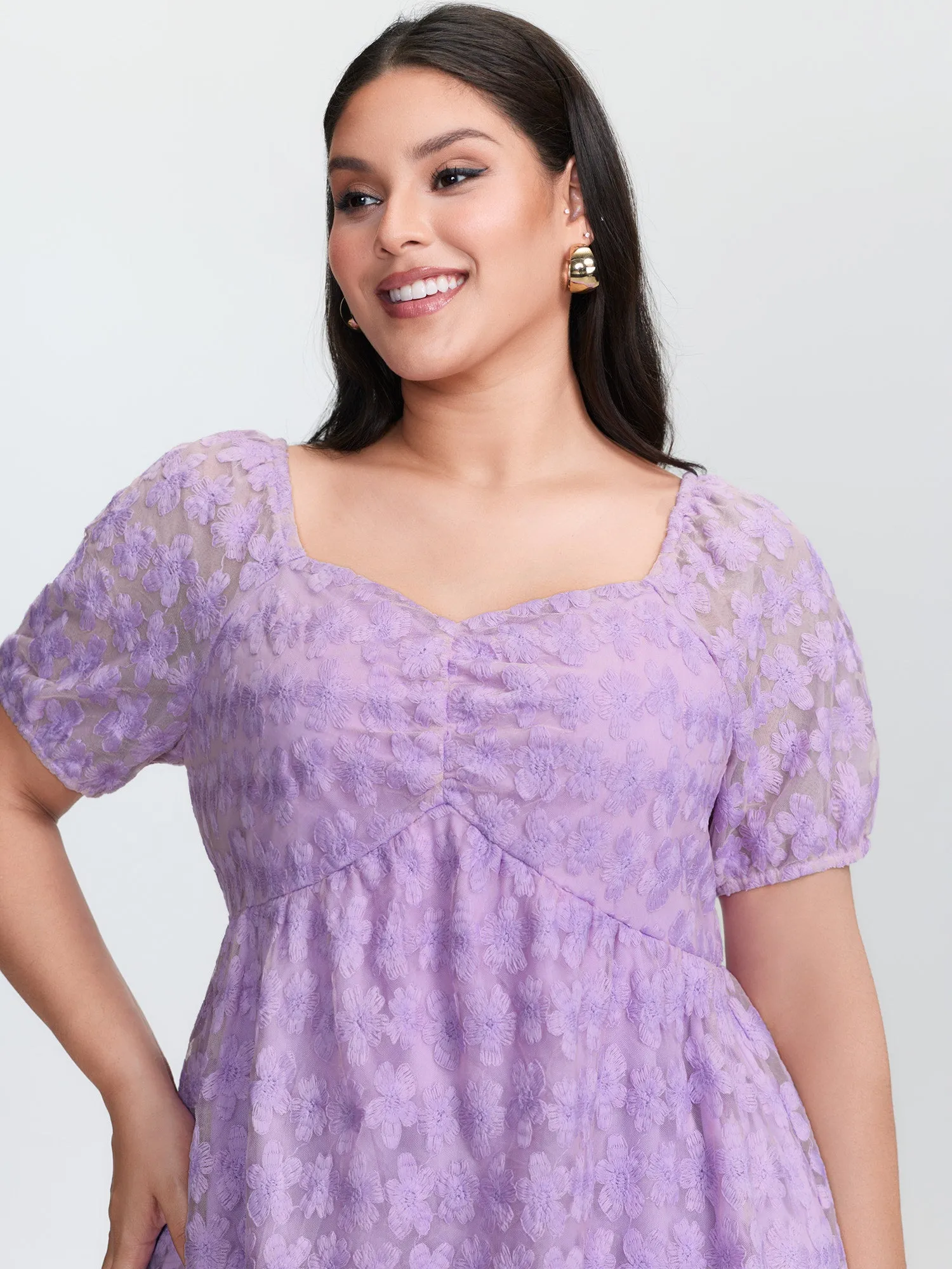 Embroidered Sweetheart Neckline Flared Blouse sold by Bloomchic product image thumbnail 2