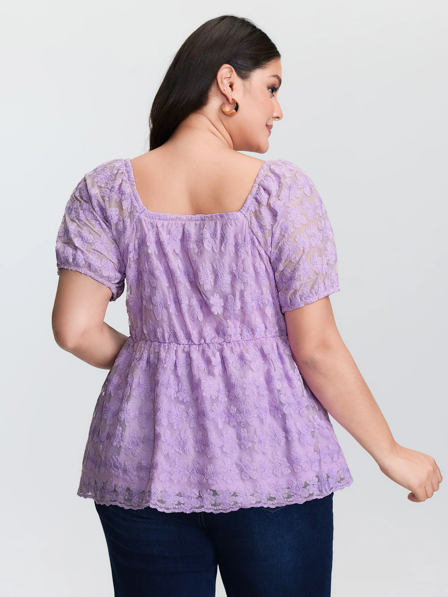Embroidered Sweetheart Neckline Flared Blouse sold by Bloomchic product image thumbnail 4