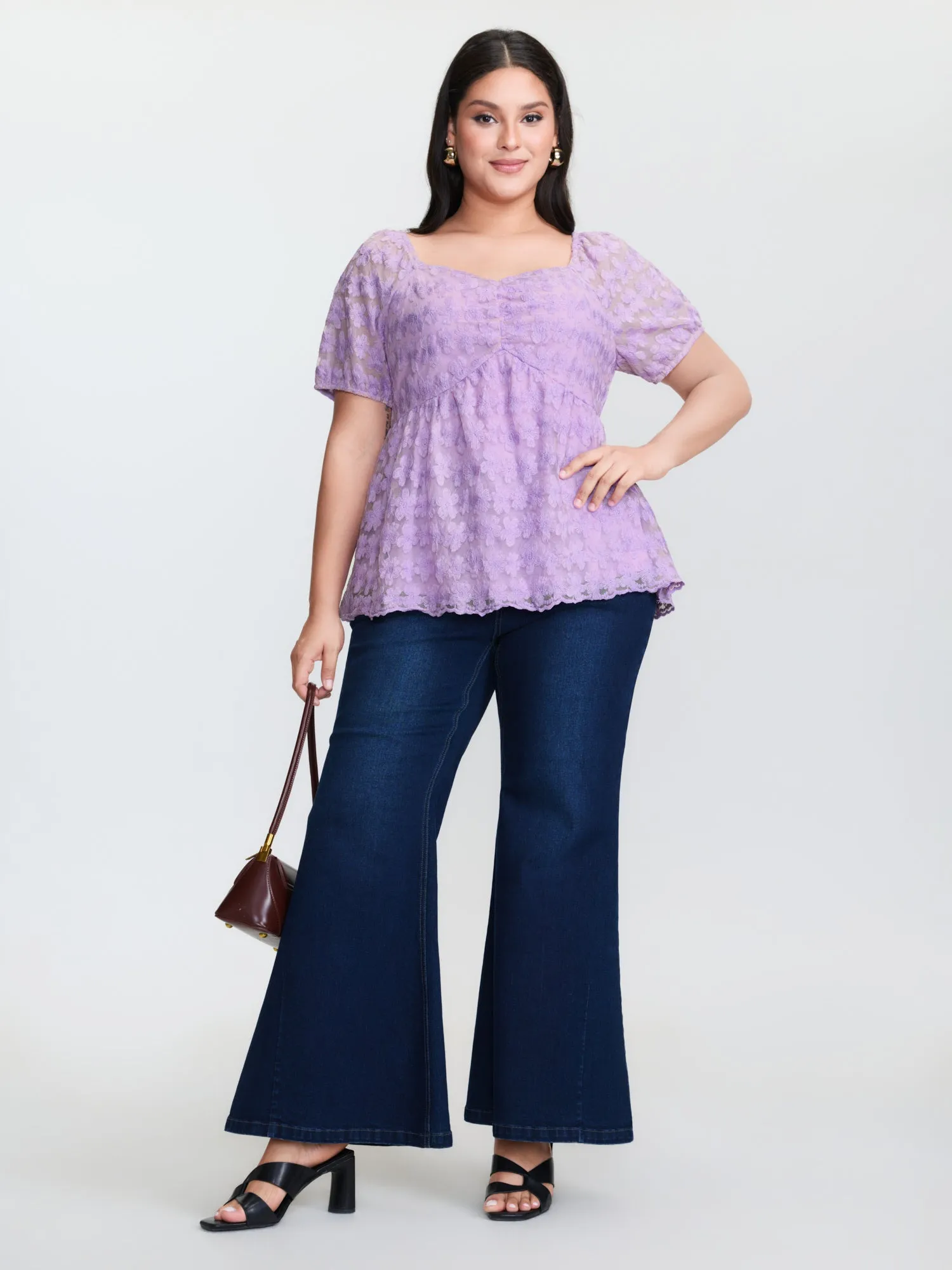 Embroidered Sweetheart Neckline Flared Blouse sold by Bloomchic product image thumbnail 3