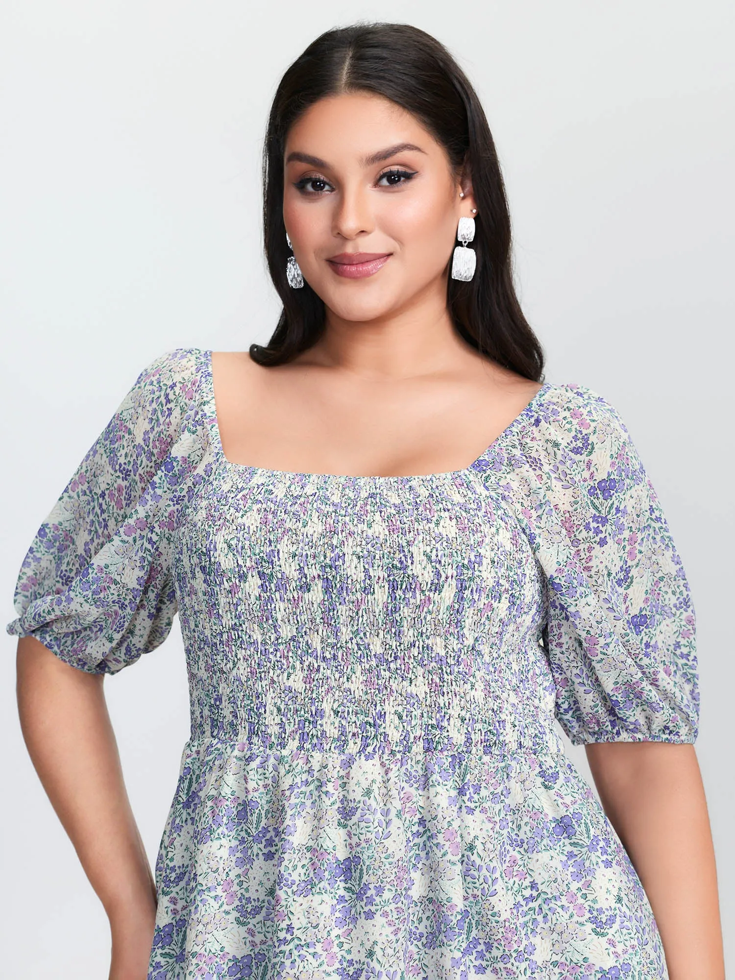 Floral Print Shirred Bodice Blouse sold by Bloomchic product image thumbnail 2