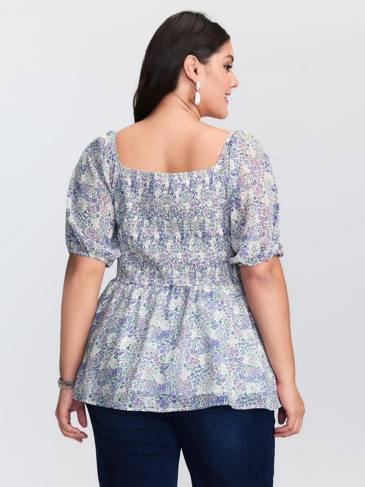 Floral Print Shirred Bodice Blouse sold by Bloomchic product image thumbnail 4
