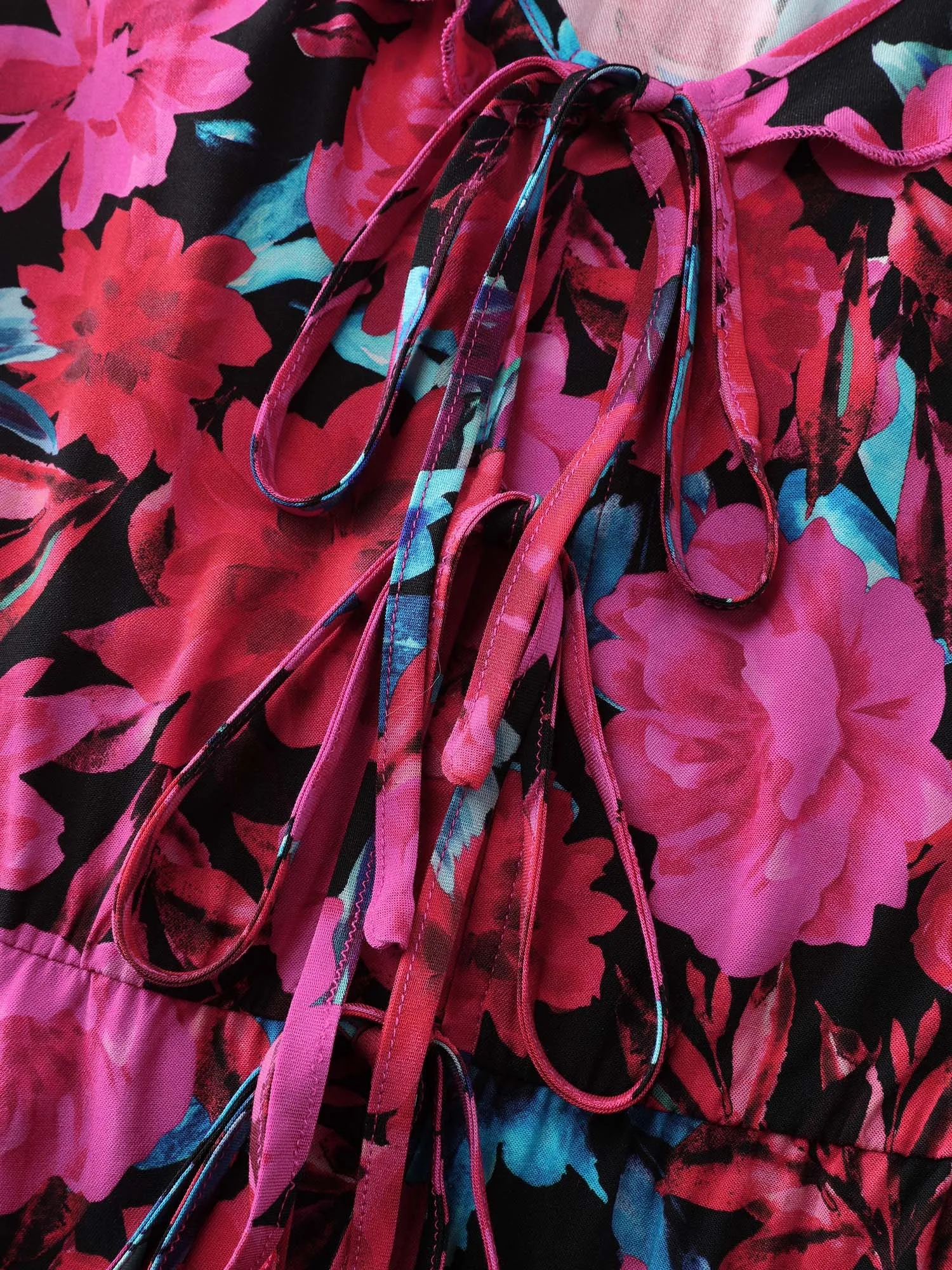 Floral Print Front-Tie Cinched Flared Blouse sold by Bloomchic product image thumbnail 5