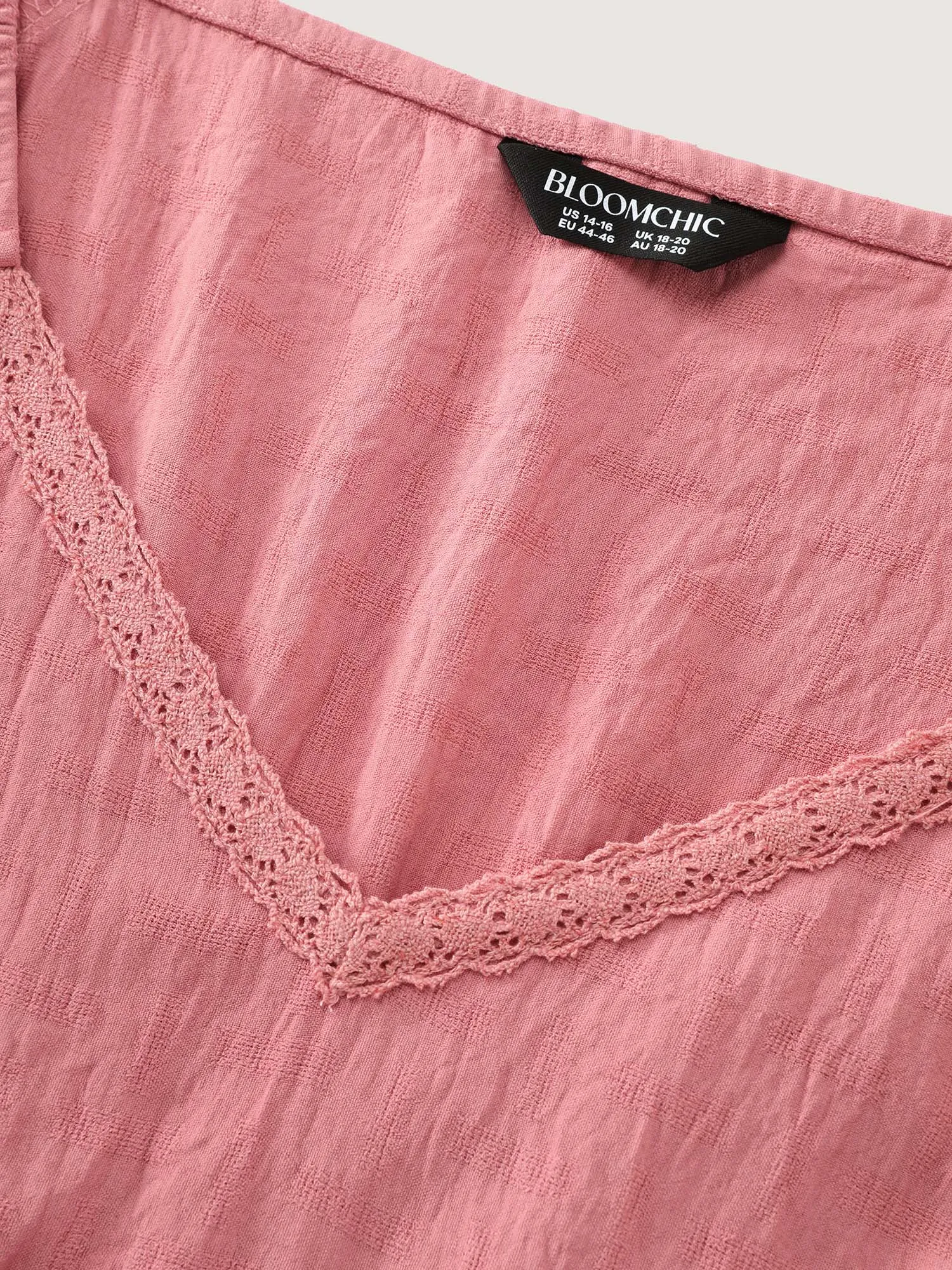 Lace Trim Ruffled Hem Plain Blouse sold by Bloomchic product image thumbnail 5