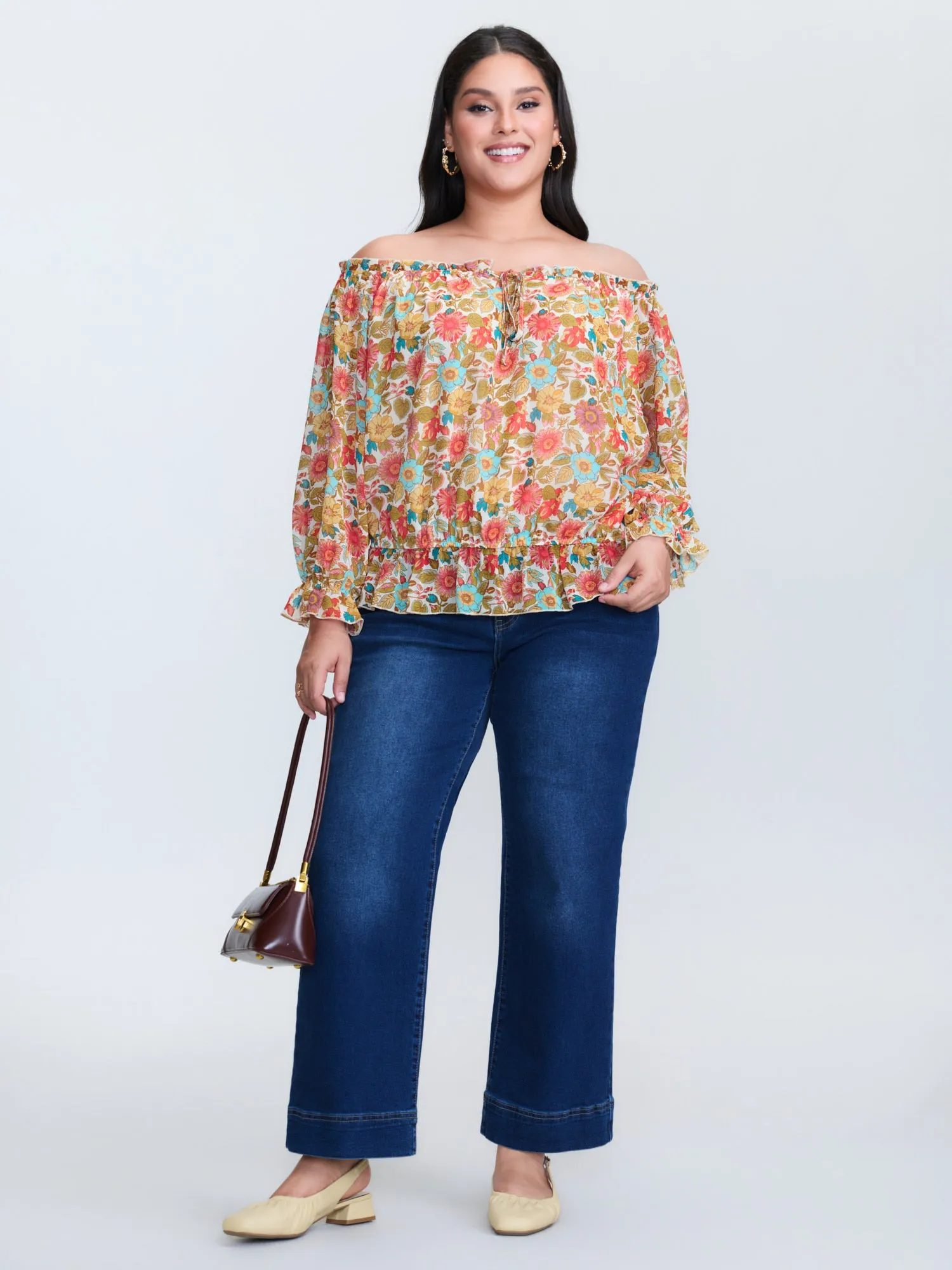 Romantic Off-Shoulder Floral Print Blouse sold by Bloomchic product image thumbnail 3