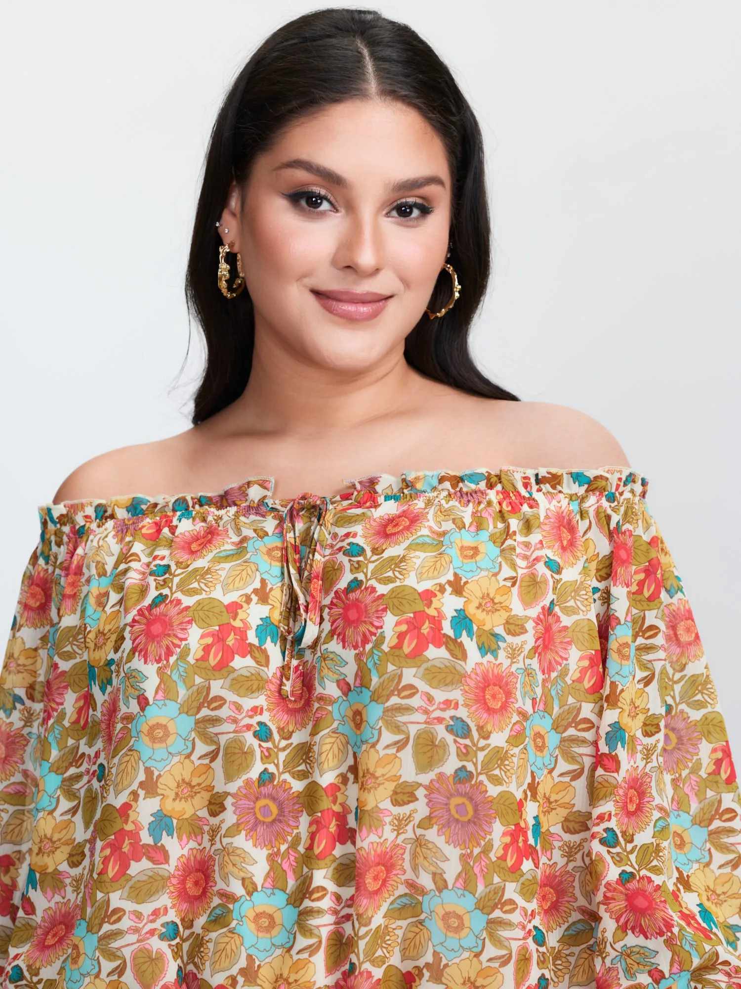 Romantic Off-Shoulder Floral Print Blouse sold by Bloomchic product image thumbnail 2