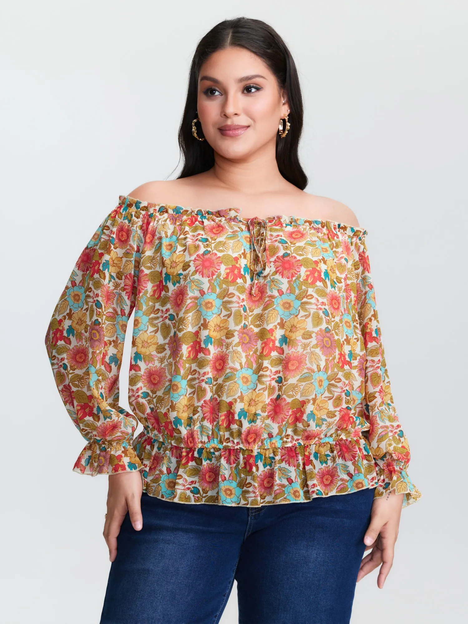 Romantic Off-Shoulder Floral Print Blouse sold by Bloomchic