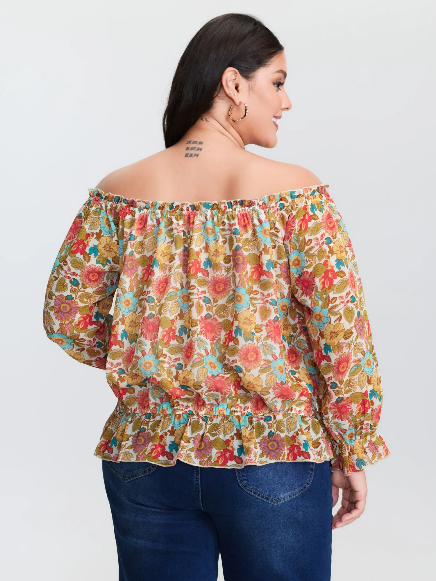 Romantic Off-Shoulder Floral Print Blouse sold by Bloomchic product image thumbnail 4