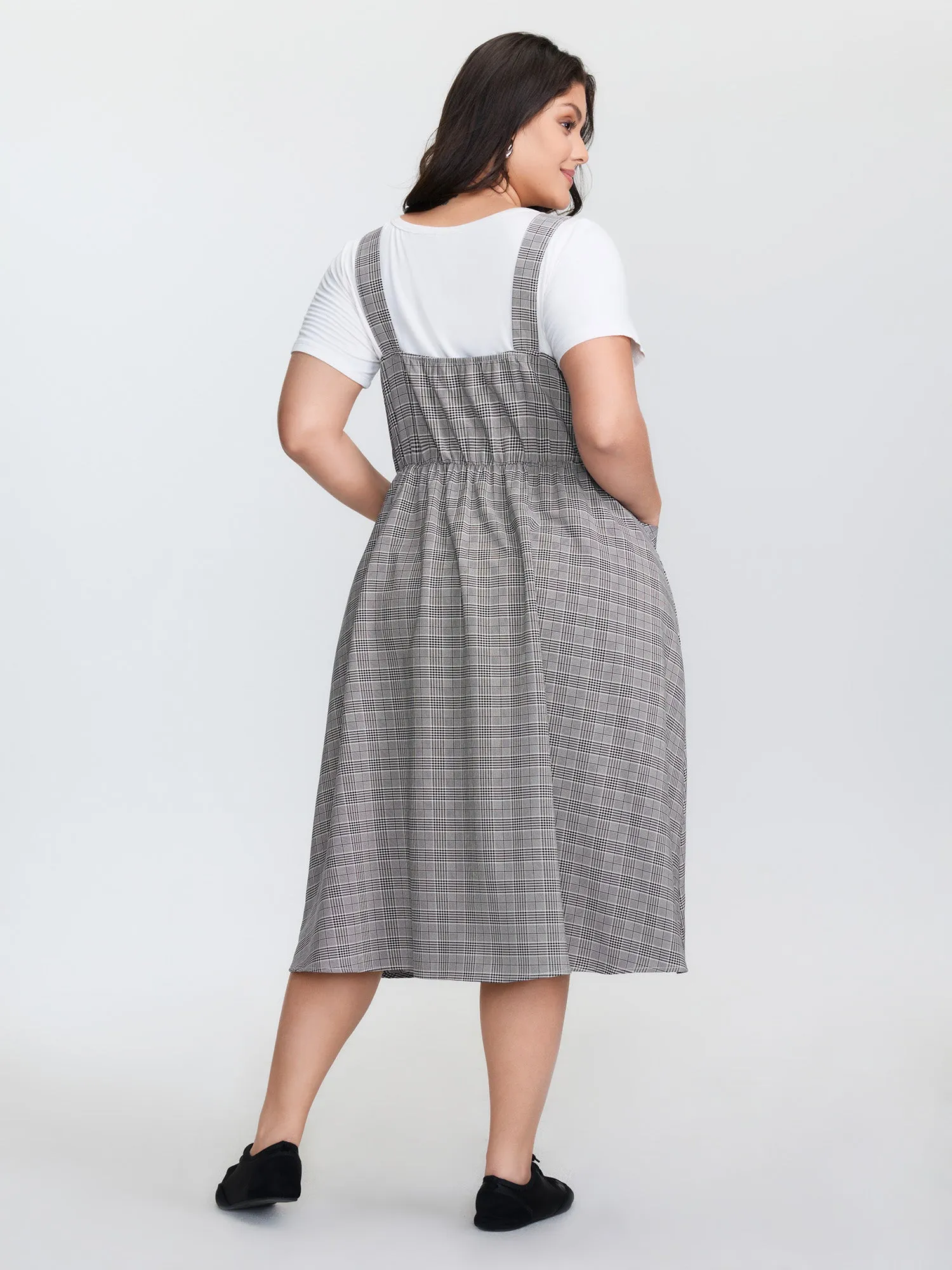 Check Pattern Half-Open Front Midi Dress sold by Bloomchic product image thumbnail 5